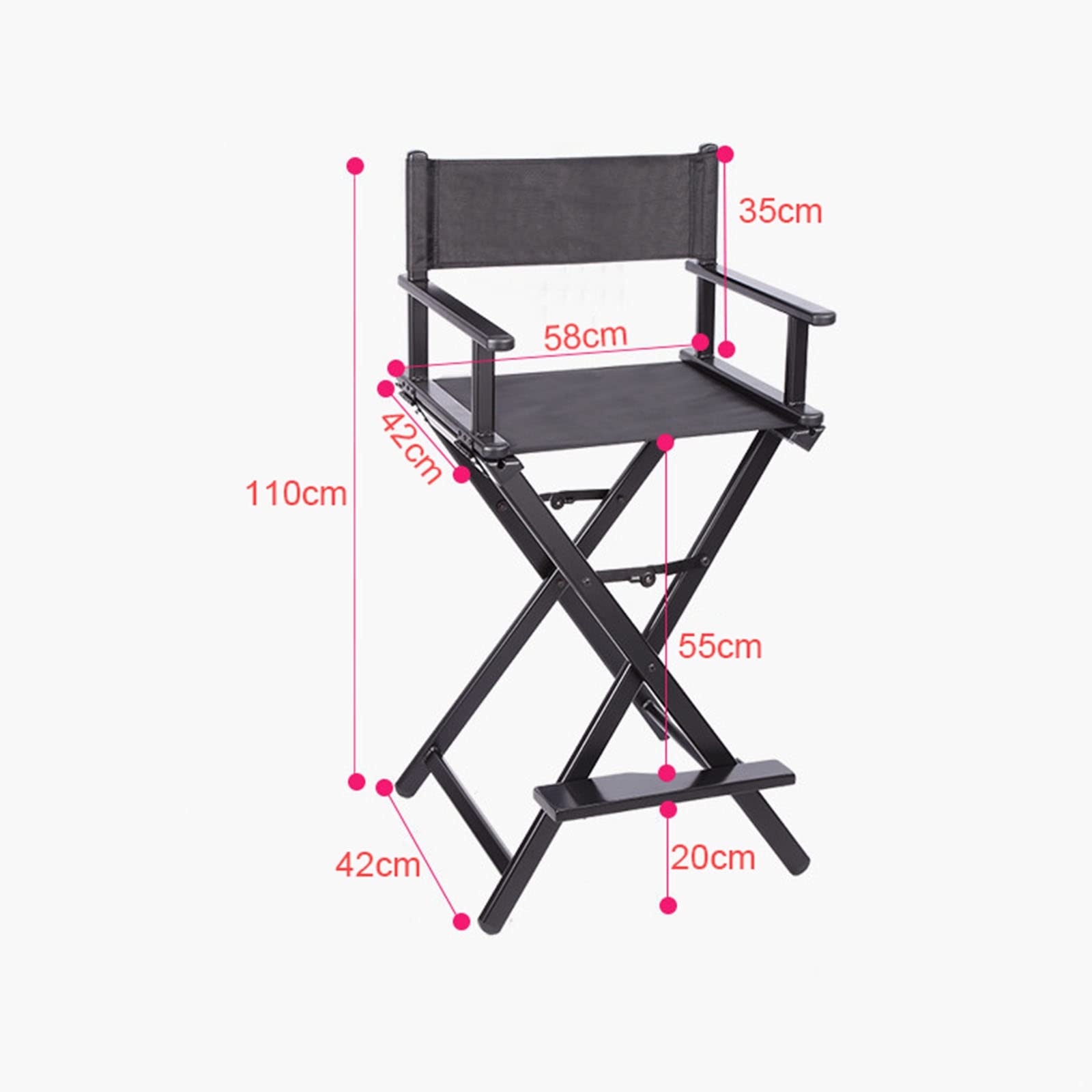 Pink Aluminum Director Chair - Lightweight & Durable Makeup Chair for Salon, Photography, and Relaxation - Perfect for Professional Stylists, Home Use, and Outdoor Leisure (Rose Gold, Silver, Black Options)