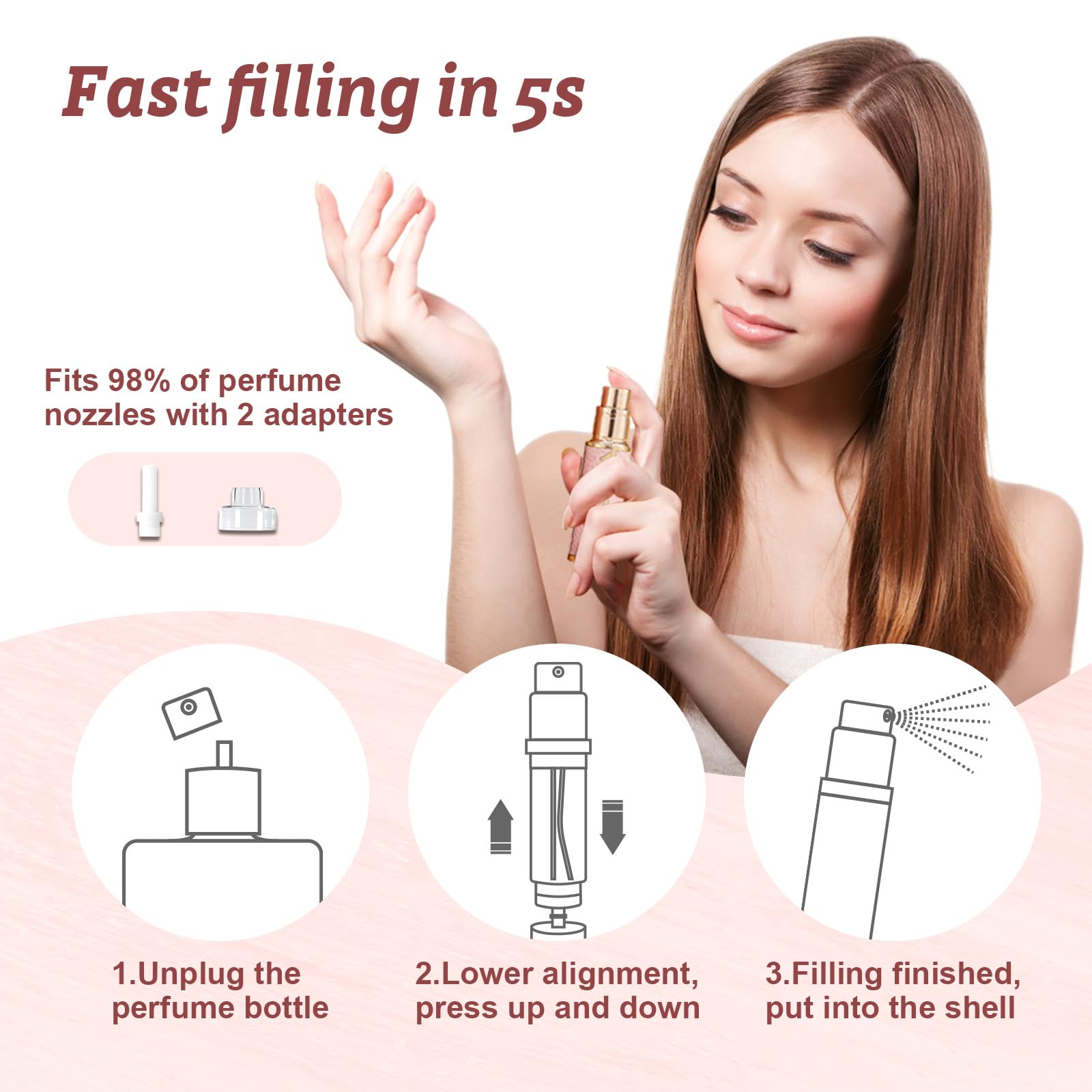 Refillable Travel Perfume Bottle 5ml - Portable Mini Cologne Atomizer Sprayer, TSA Approved Empty Perfume Dispenser for Purse & Pocket - Perfect for Airplane, Gym, Office & On-the-Go Use (Black)