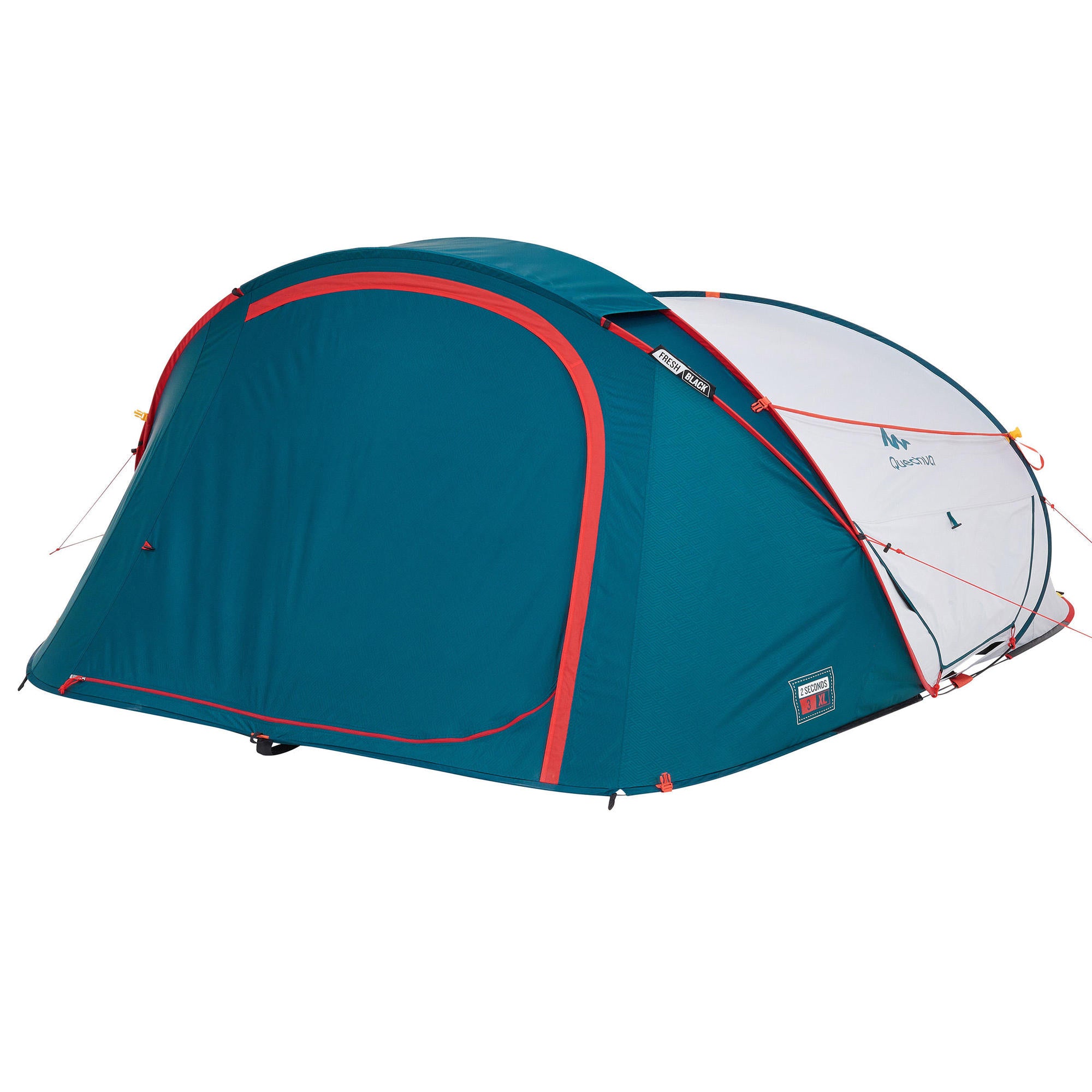 Quechua 2 Second XL Fresh & Black Waterproof Pop Up Camping Tent for 3 Person - Instant Setup for Hiking, Backpacking & Outdoor Adventures