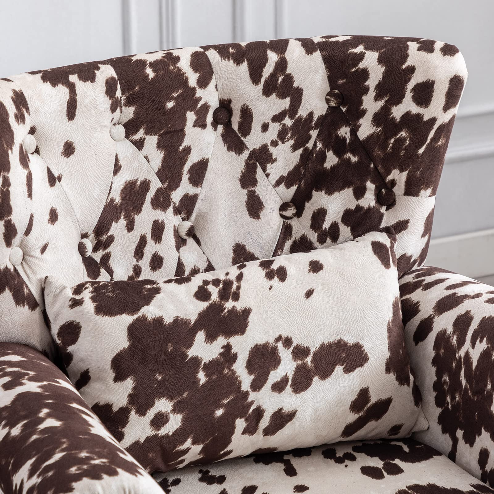 Mid-Century Modern Accent Reading Armchair - Tufted Wingback Club Chair with Lumbar Pillow for Living Room & Bedroom - Cozy Fabric Upholstered Lounge Chair for Reading Nook, Office Waiting Room or Relaxing Corner