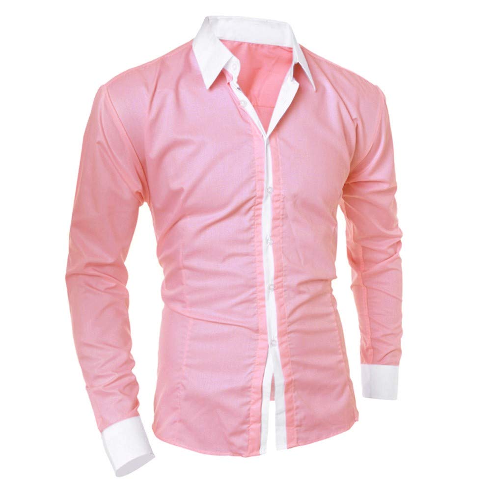 ZMHEGW Men's Slim Fit Long Sleeve Casual Dress Shirt - Button Down Lapel Collar Blouse Top for Business, Office & Party Wear