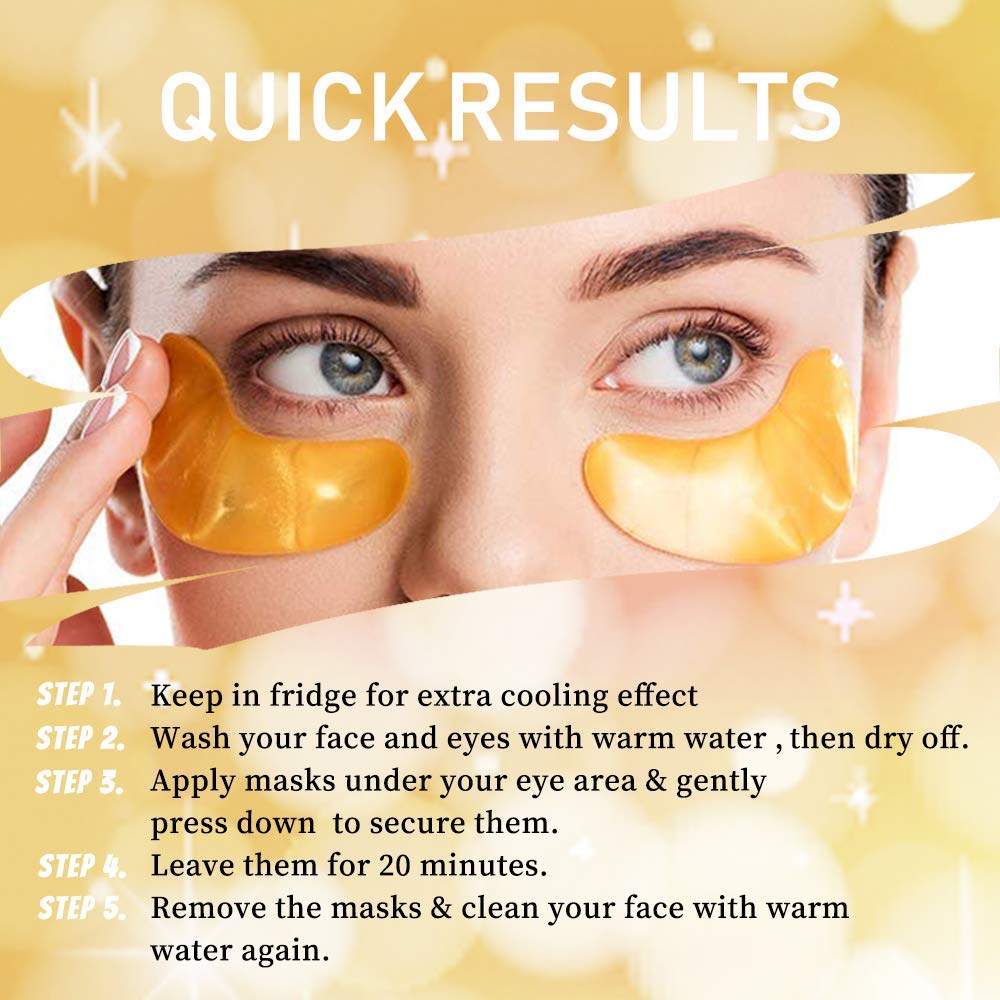 MAPPERZ Gold Eye Treatment Mask - Under Eye Patches for Dark Circles & Bags, Collagen Eye Mask for Puffy Eyes, Anti-Wrinkle & Anti-Aging Care (1 Pair) - Perfect for Nighttime Skincare & Morning Refreshment