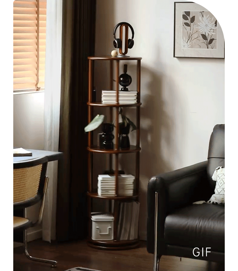 Solid Poplar Wood Rotating Bookshelf - 360° Swivel Floor Bookcase for Living Room, Office & Bedroom Storage & Organization