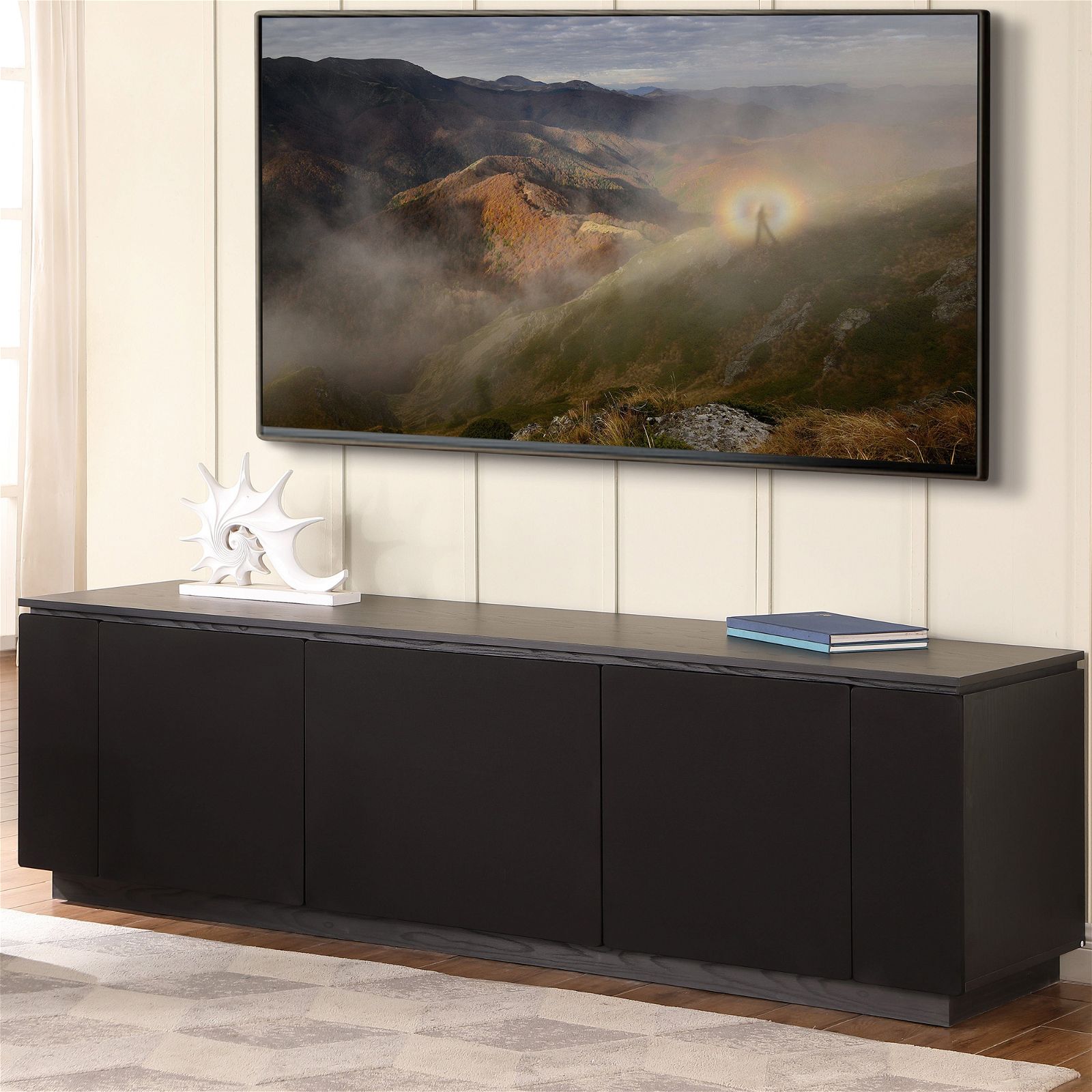 Tauris Broadway 2250BLK TV Stand Entertainment Center - Modern TV Console for Living Room, Bedroom & Home Theater