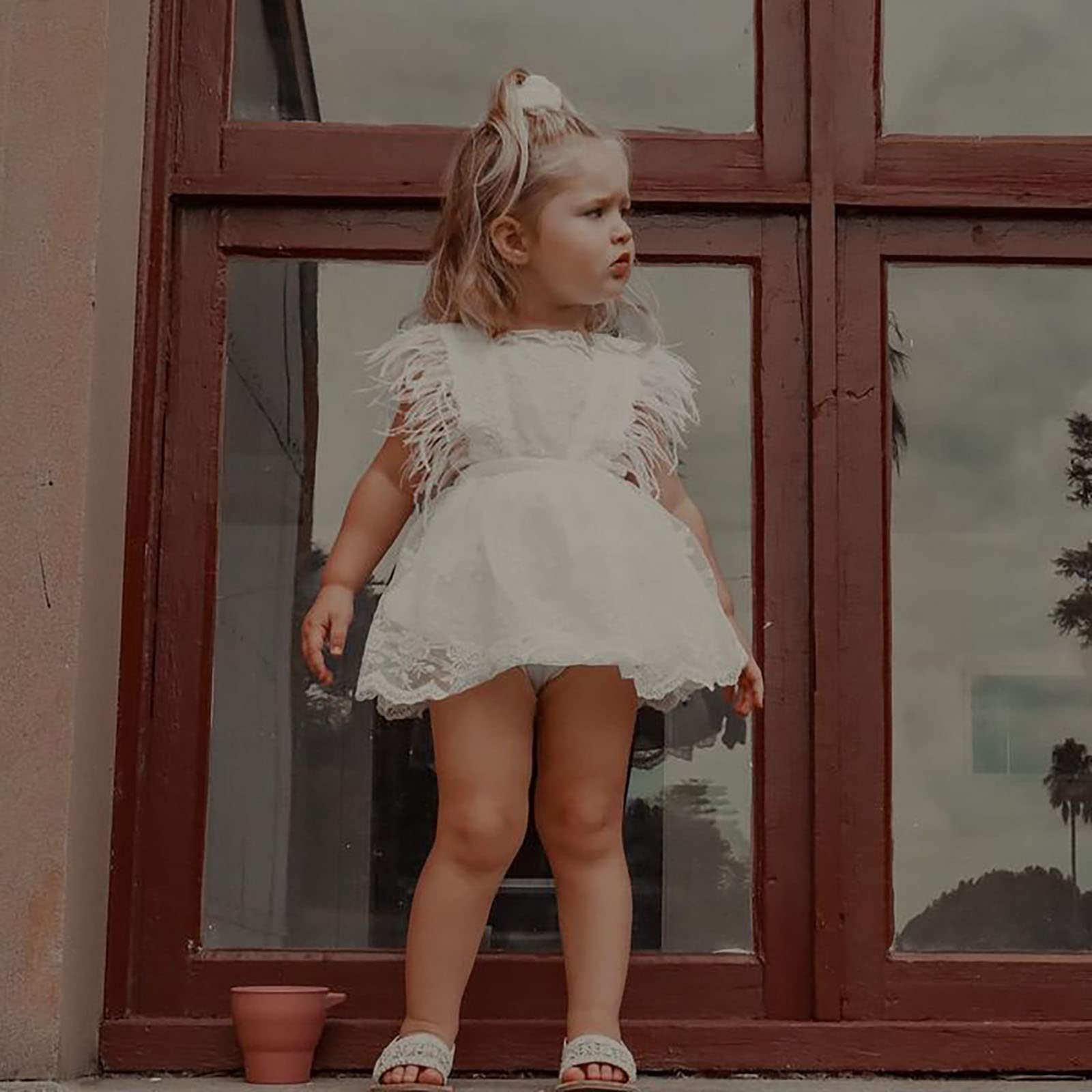 CIYCUIT Baby Girl Lace Romper - Boho Style Newborn Photography Outfits | Perfect for Photo Shoots, Baptism, First Birthday & Special Occasions