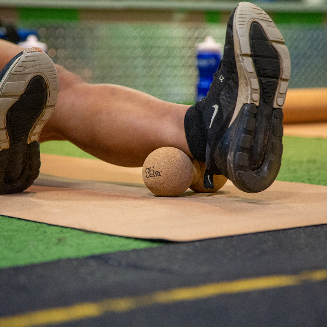 66Fit Premium Cork Peanut Massage Ball for Deep Tissue Relief - 15.5cm x 8cm - Ideal for Yoga, Physical Therapy & Muscle Recovery