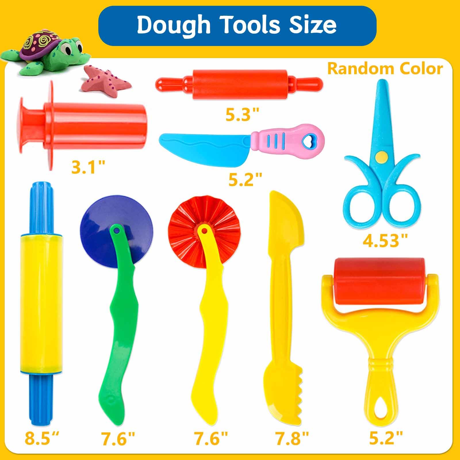 9-Piece Kids Dough Tool Kit - Clay & Playdough Starter Set with Cutters, Roller, Rolling Pins, Safety Scissors & Extruder - Perfect for Arts & Crafts, Sensory Play & Early Learning Activities