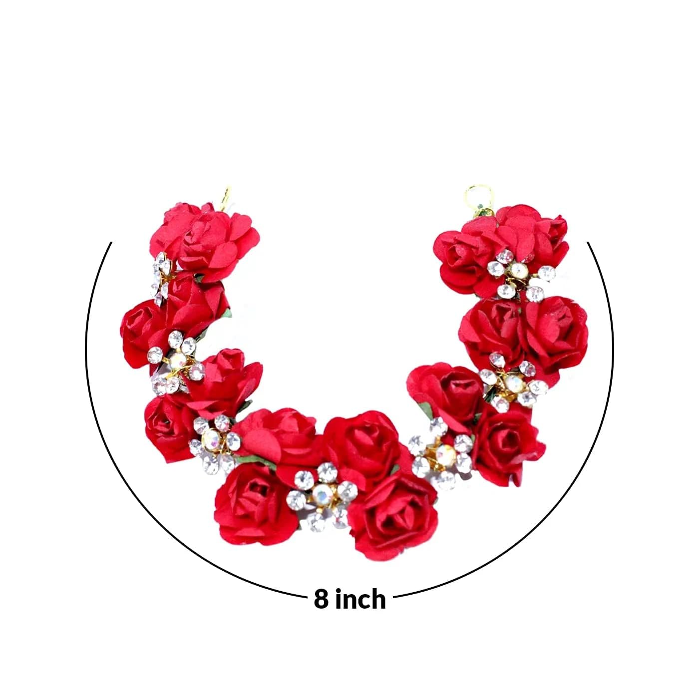 APOEM Red Bun Decoration Hair Gajra for Women & Girls - Wedding Hair Accessories, Party Hair Jewelry, Bridal Bun Flower - Perfect for Indian Weddings, Festivals & Special Occasions