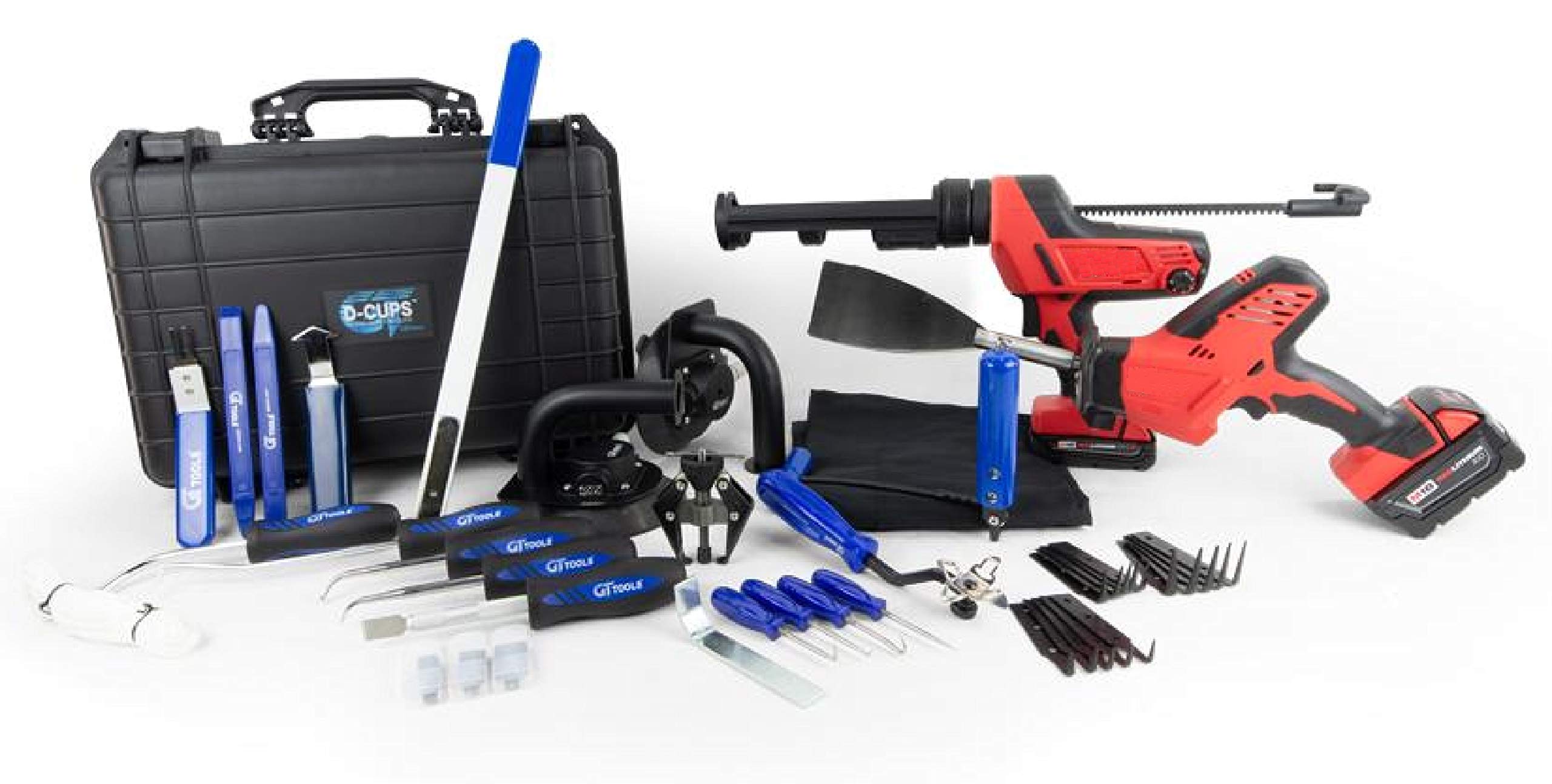 GT Tools Complete Windshield Removal Kit - Professional Auto Glass Repair Tool Set with Standard & Specialty Tools | Compatible with Milwaukee 18V Caulking Gun | Perfect for Auto Body Shops, DIY Car Repairs & Windshield Replacement