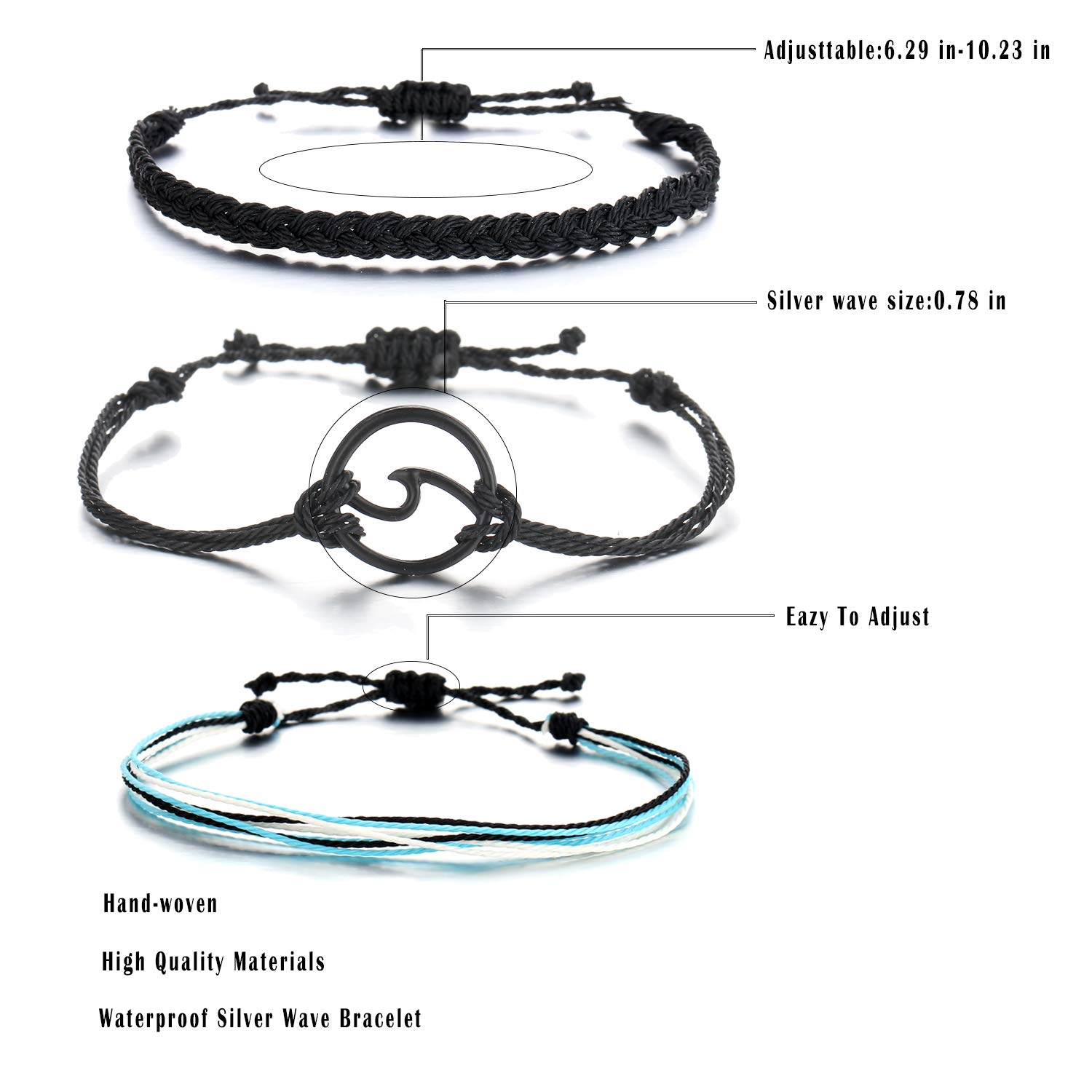 Trendy Adjustable Handmade Braided Friendship Bracelets for Women - Cute Surfer Beach Wave Ankle Bracelets, Perfect Gifts for Stocking Stuffers | Ideal for Beach Parties, Summer Outfits & Boho Fashion Accessories