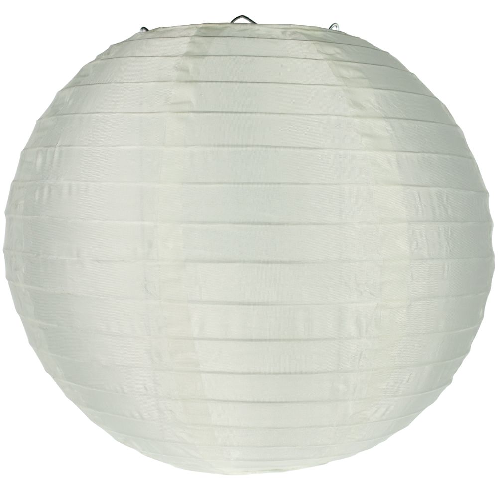 10 Pack Beige/Ivory Round Shimmering Nylon Lanterns with Even Ribbing - Hanging Decorative Lights for Wedding, Party, Garden & Outdoor Decor (String Lights Sold Separately)