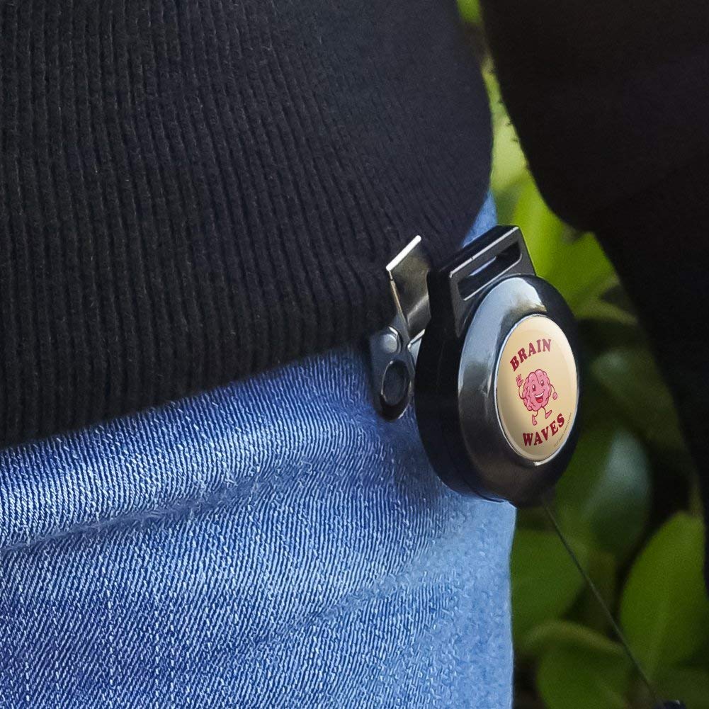 Funny Brain Waves Design Retractable Lanyard with ID Badge Holder - Perfect for Office, Conventions & Work Events