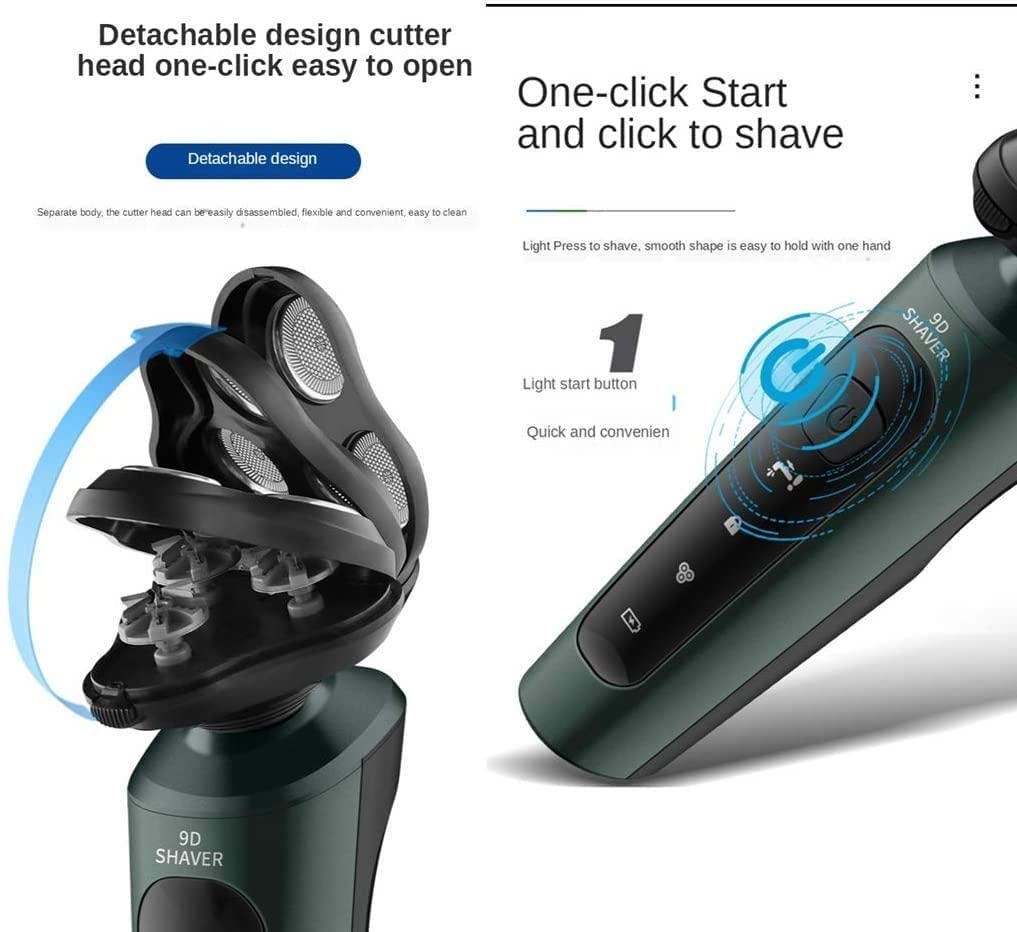 Men's Electric Shaver 4-in-1 - Waterproof Rotary Razor for Dry/Wet Shaving with USB Rechargeable Battery, Nose Trimmer & Facial Brush - Perfect for Travel, Home & Gym Use