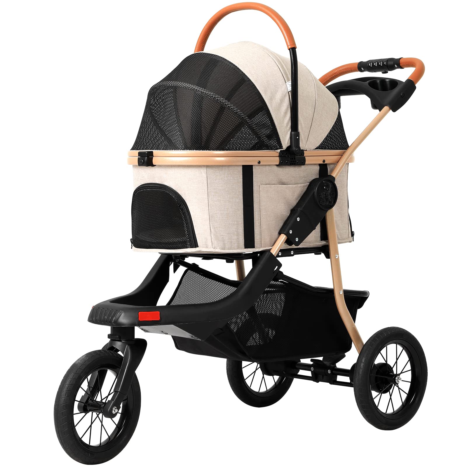 Premium 3-in-1 Large Pet Stroller for Dogs & Cats - Detachable Carrier, Zipperless Dual Entry, Foldable Jogging Travel Stroller with Rubber Tires & 3-Wheel Design - Perfect for Outdoor Walks, Vet Visits & Travel Adventures