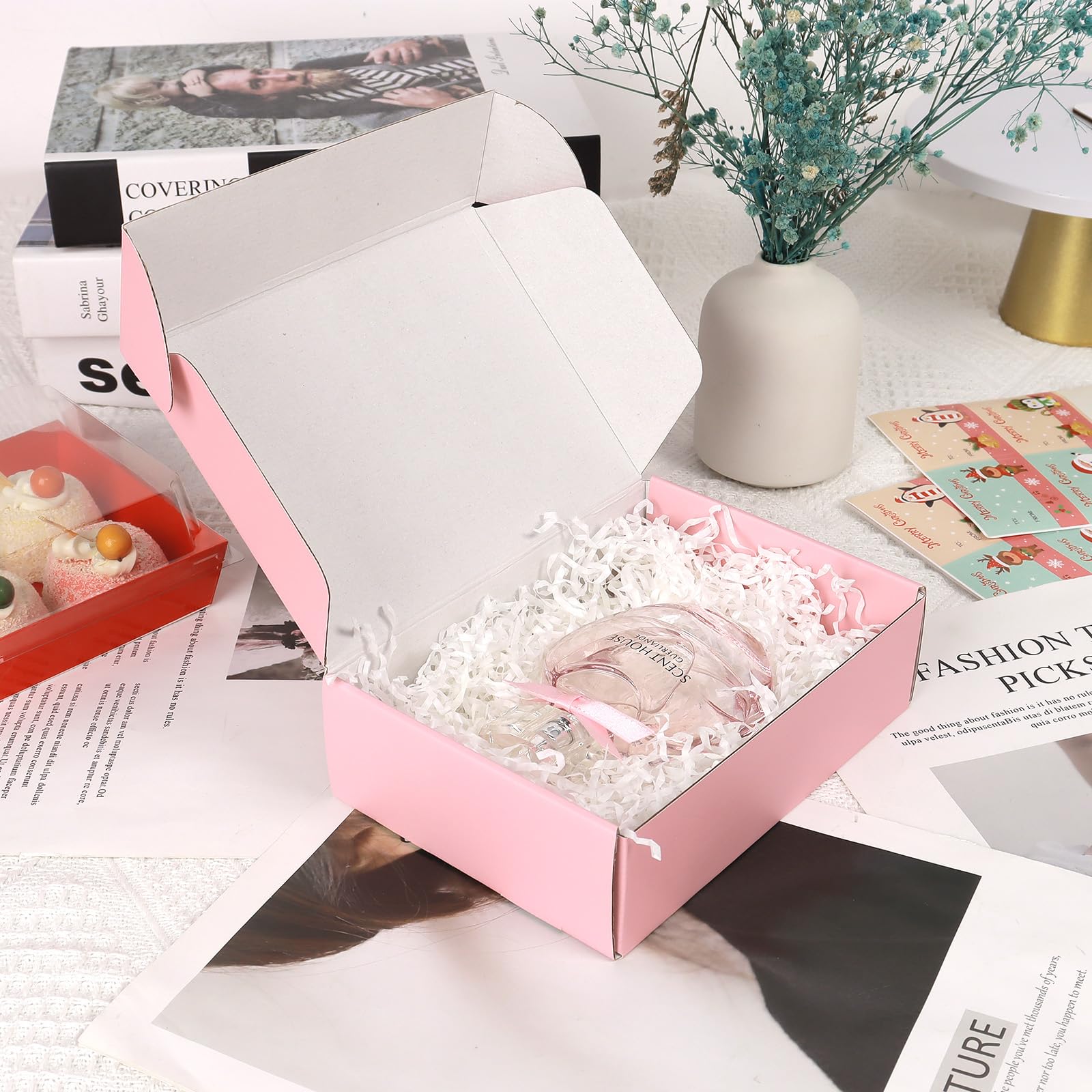 30 Pack 6x4x1.6 Inch Small Shipping Boxes - Pink Corrugated Cardboard Mailing Boxes for Small Business | Perfect for Ecommerce, Jewelry, Cosmetics & Gift Packaging