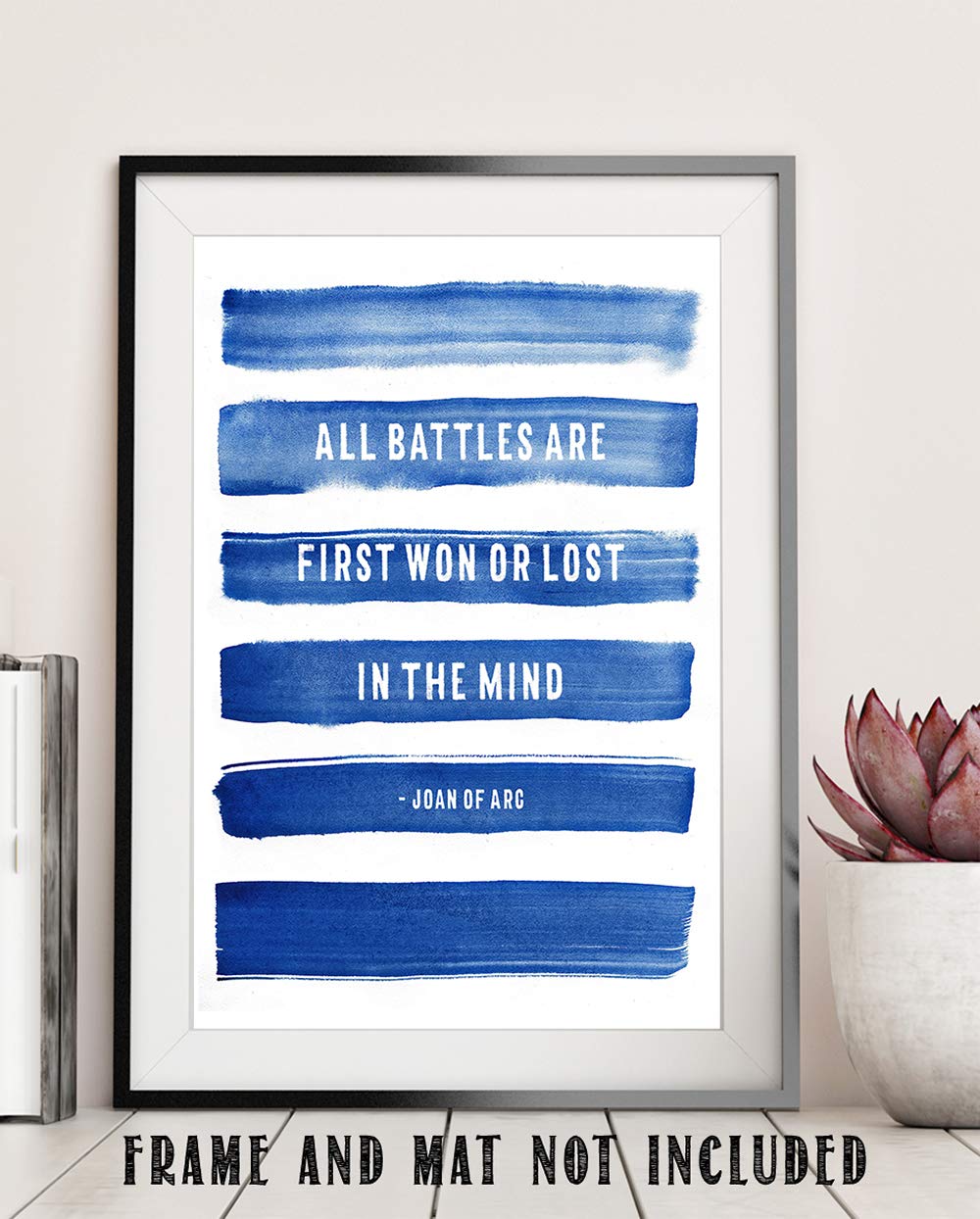 TJ Originals - Joan of Arc Christian Bible Quote Wall Art Print 11x14, Inspirational Scripture Decor for Home & Office, Motivational Gift for Family & Friends (Blue Stripes) | Perfect for Living Room, Bedroom & Faith-Based Spaces