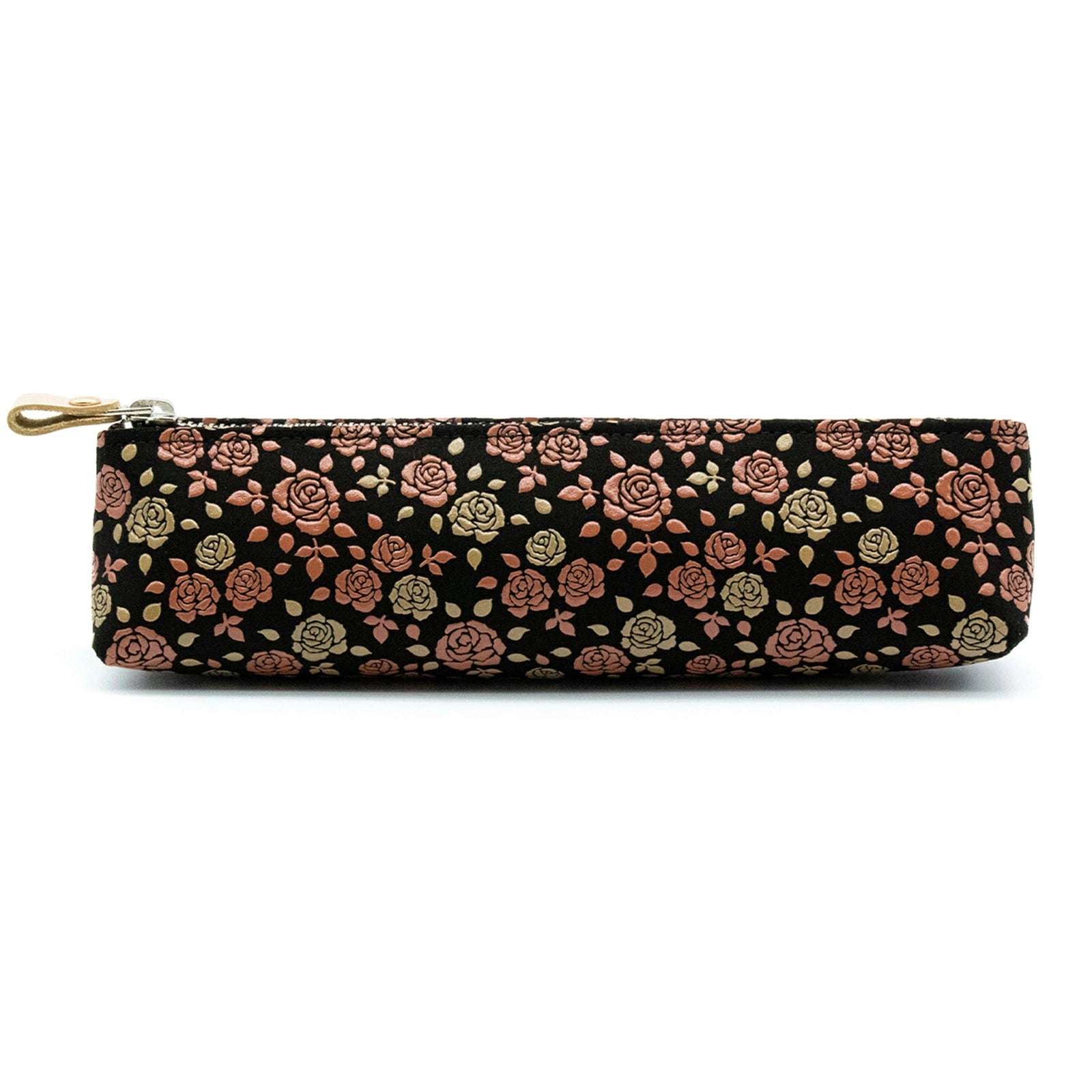 Premium Koshu Inden Japanese Deerskin Leather Pencil Case - Handmade in Japan, Traditional Craft Rose/Black Pen Holder for School, Office & Gift Giving