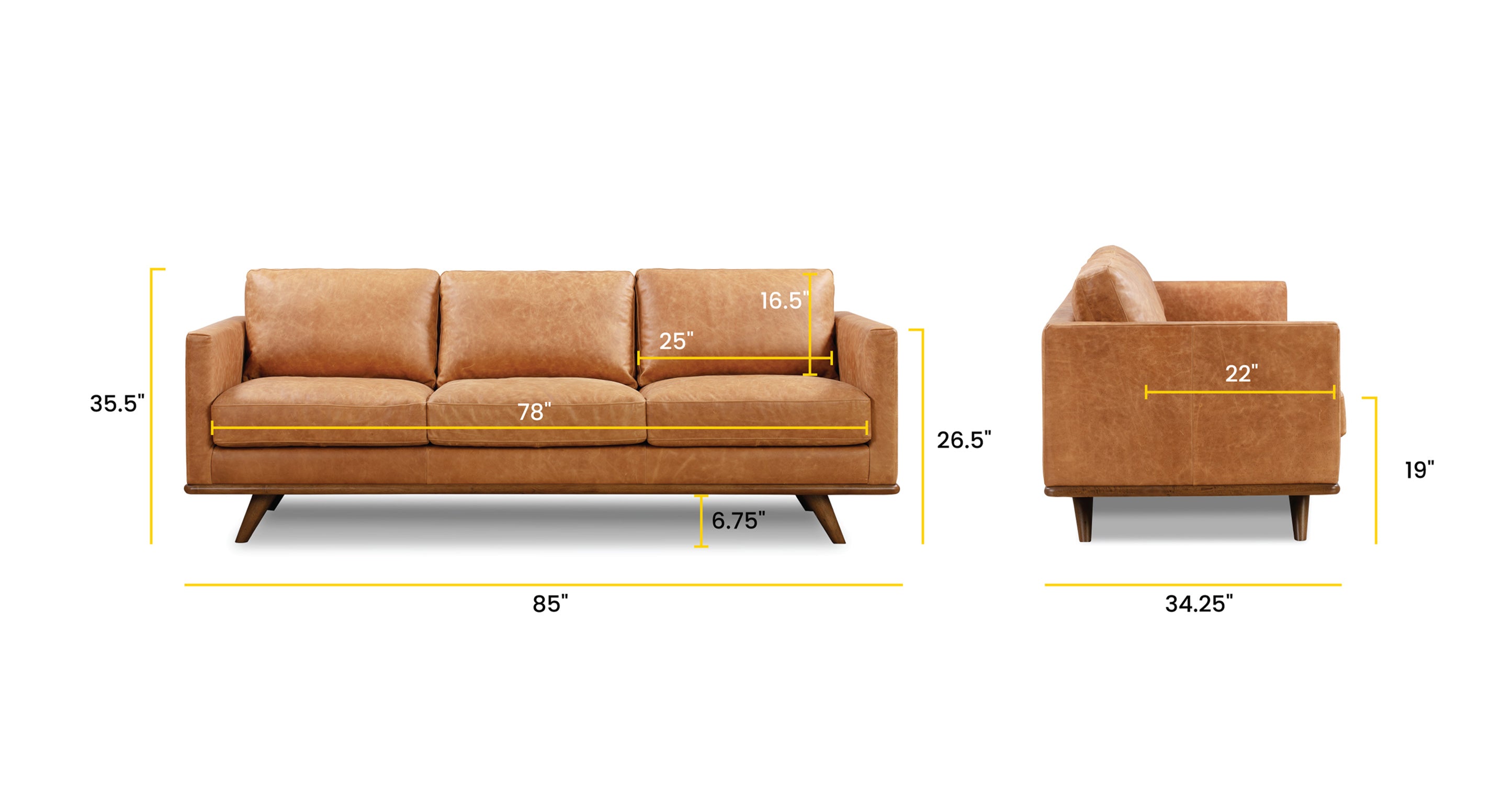 Modern Nolita Sofa - Comfortable Mid-Century Style Couch for Living Room, Lounge & Office - Perfect for Small Spaces & Apartment Decor