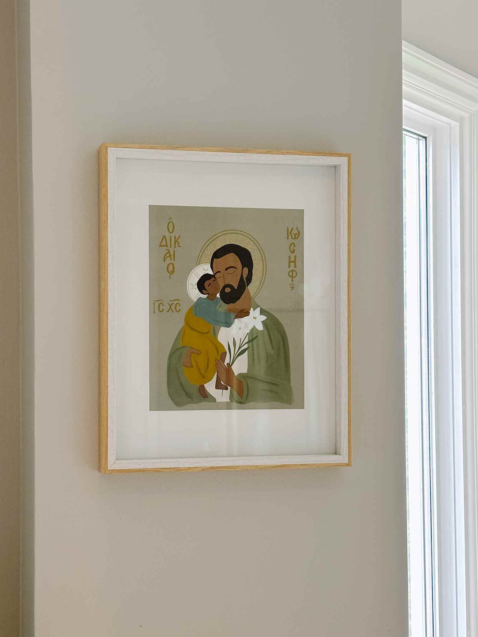 St. Joseph Icon Inspired Print - Religious Wall Art for Home & Church Decor - Perfect for Prayer Rooms, Gifts & Catholic Devotion