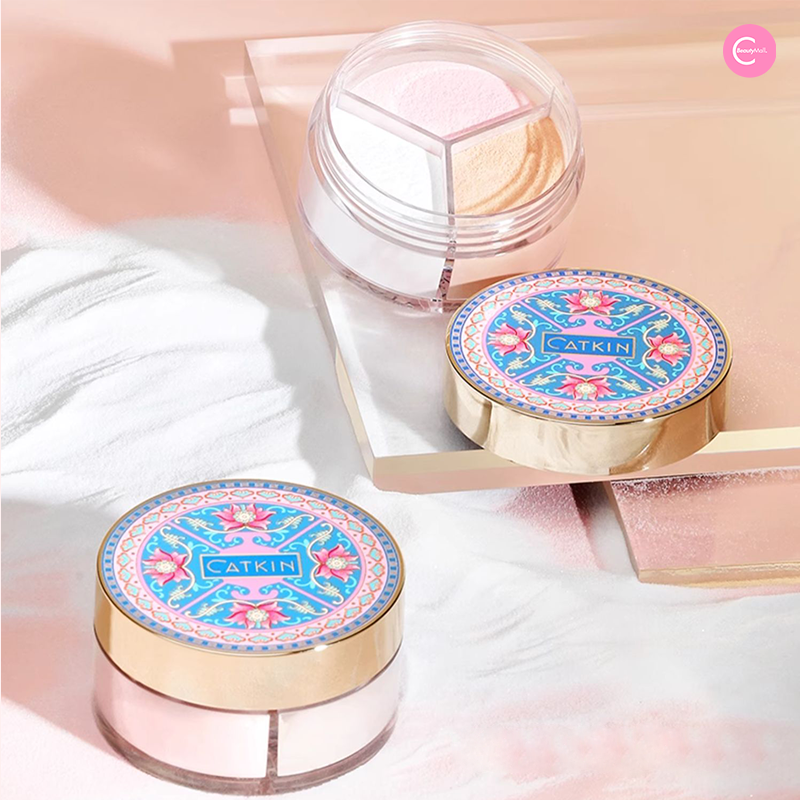 CATKIN Three Color Hibiscus Loose Powder - Long Lasting Oil Control & Pore Minimizing Face Makeup | Perfect for Daily Wear & Special Occasions