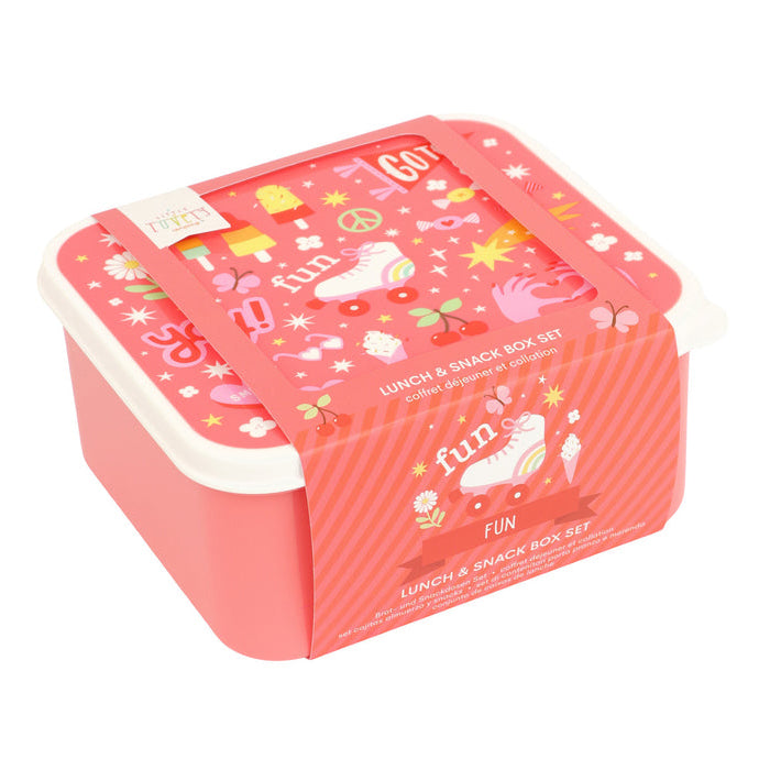 A Little Lovely Company Lunch & Snack Box Set - Fun Bento Box with Compartments for Office, School & Picnic - Perfect for Meal Prep, Kids Lunch & On-the-Go Snacks