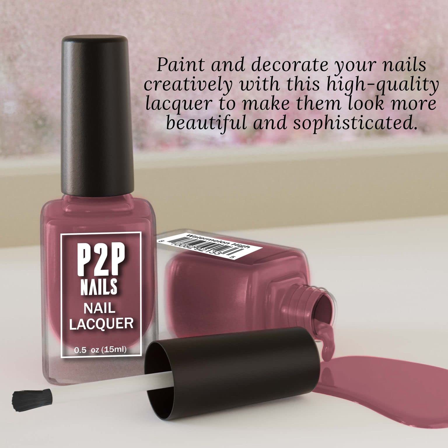 Purple Nail Polish - Long Lasting All Season Salon Quality Nail Lacquer with Natural Shine (Watermelon High) - Perfect for Manicures, Pedicures & Nail Art Designs