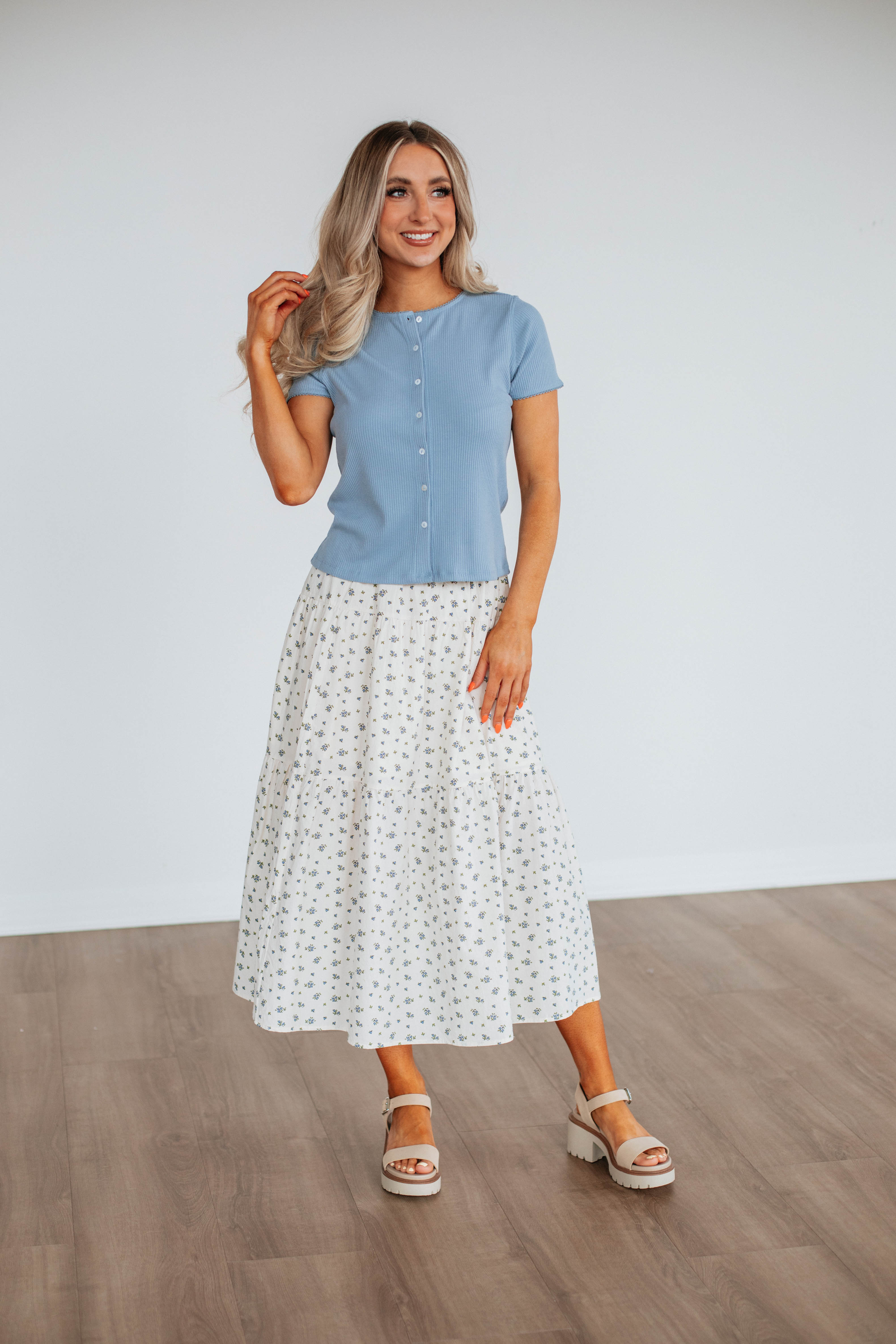 Cartana Floral Skirt for Women - A-Line Midi Summer Skirt with Pockets | Perfect for Beach, Vacation & Casual Outfits