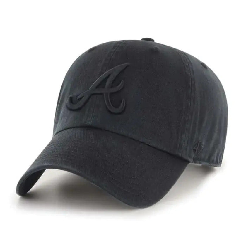 47 Brand Atlanta Braves Cleanup Adjustable Baseball Cap - Black, One Size Fits All | Perfect for Baseball Games, Outdoor Sports & Casual Wear