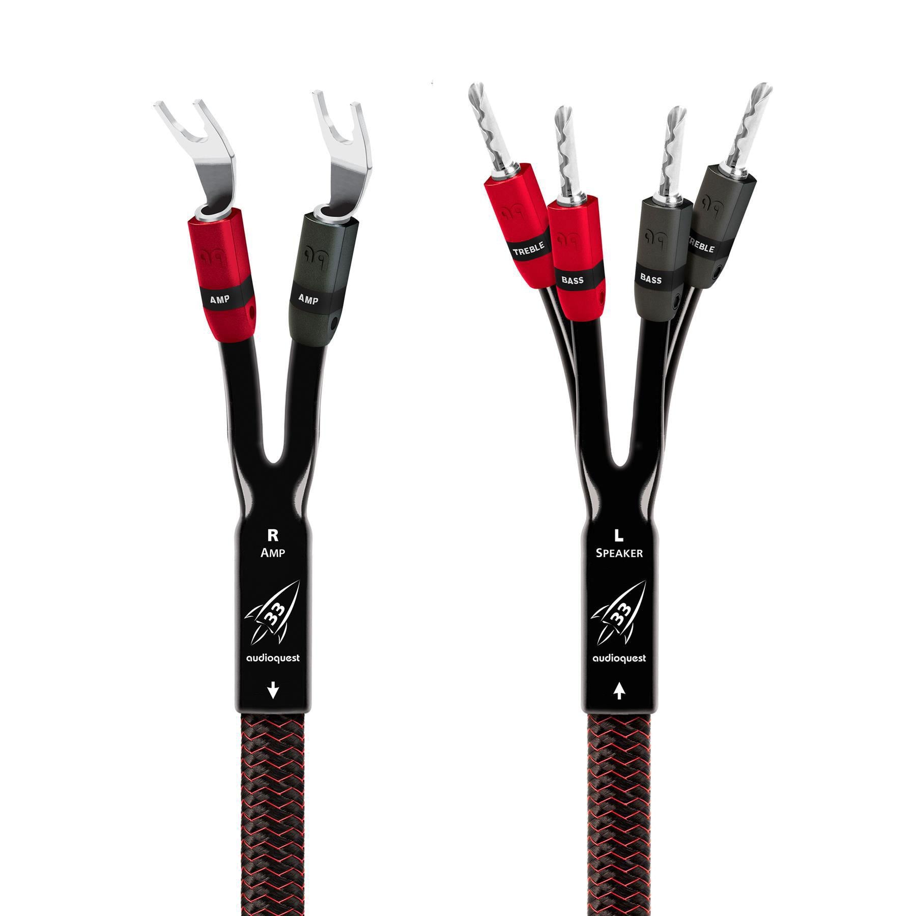 AudioQuest Rocket 33 High-Performance Speaker Cables - Premium Oxygen-Free Copper for Crystal Clear Audio - Perfect for Home Theater & Hi-Fi Sound Systems