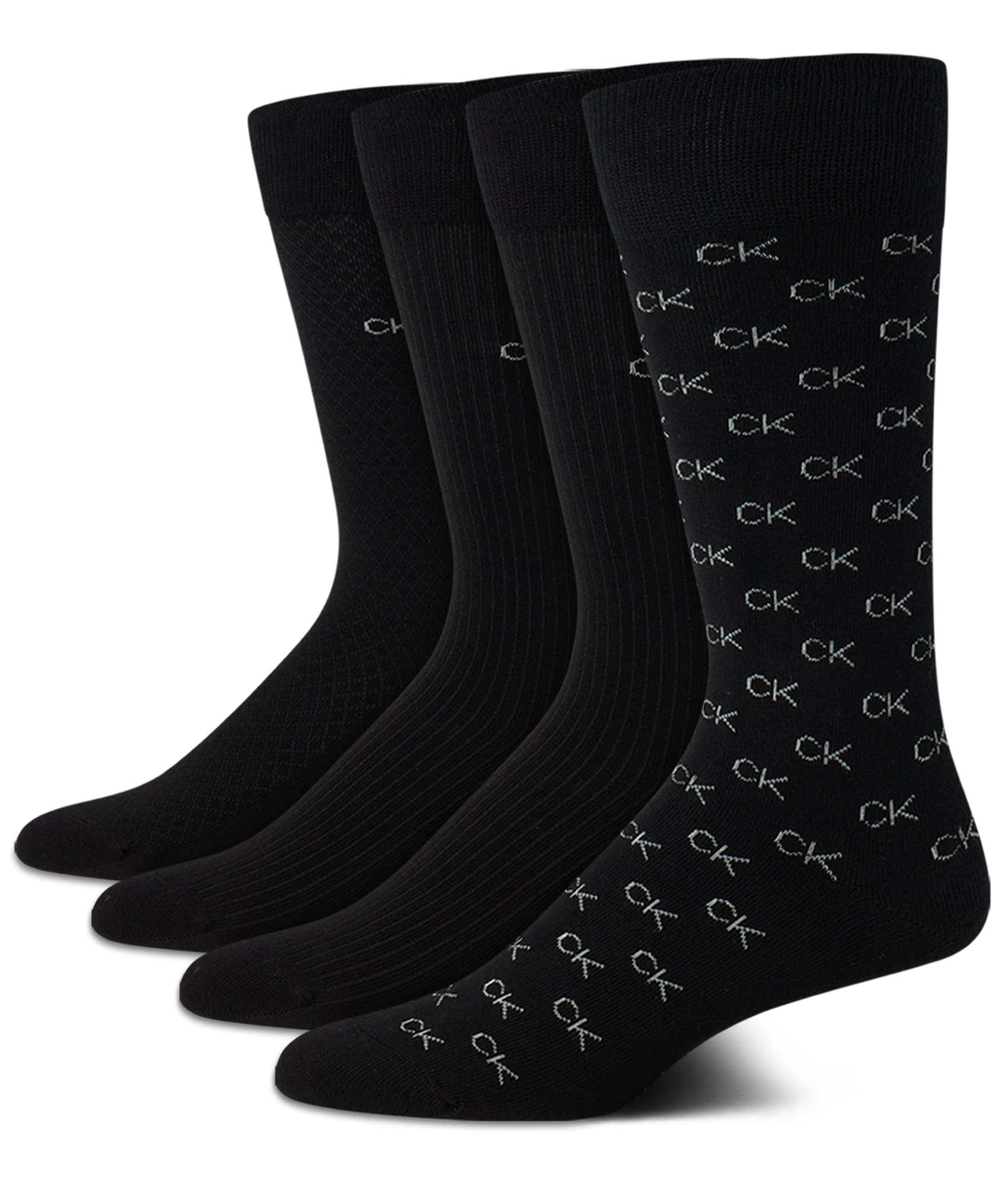 Calvin Klein Men's Cotton Crew Striped Dress Socks 4-Pack - Comfortable Formal & Casual Socks for Office, Business, Wedding & Daily Wear