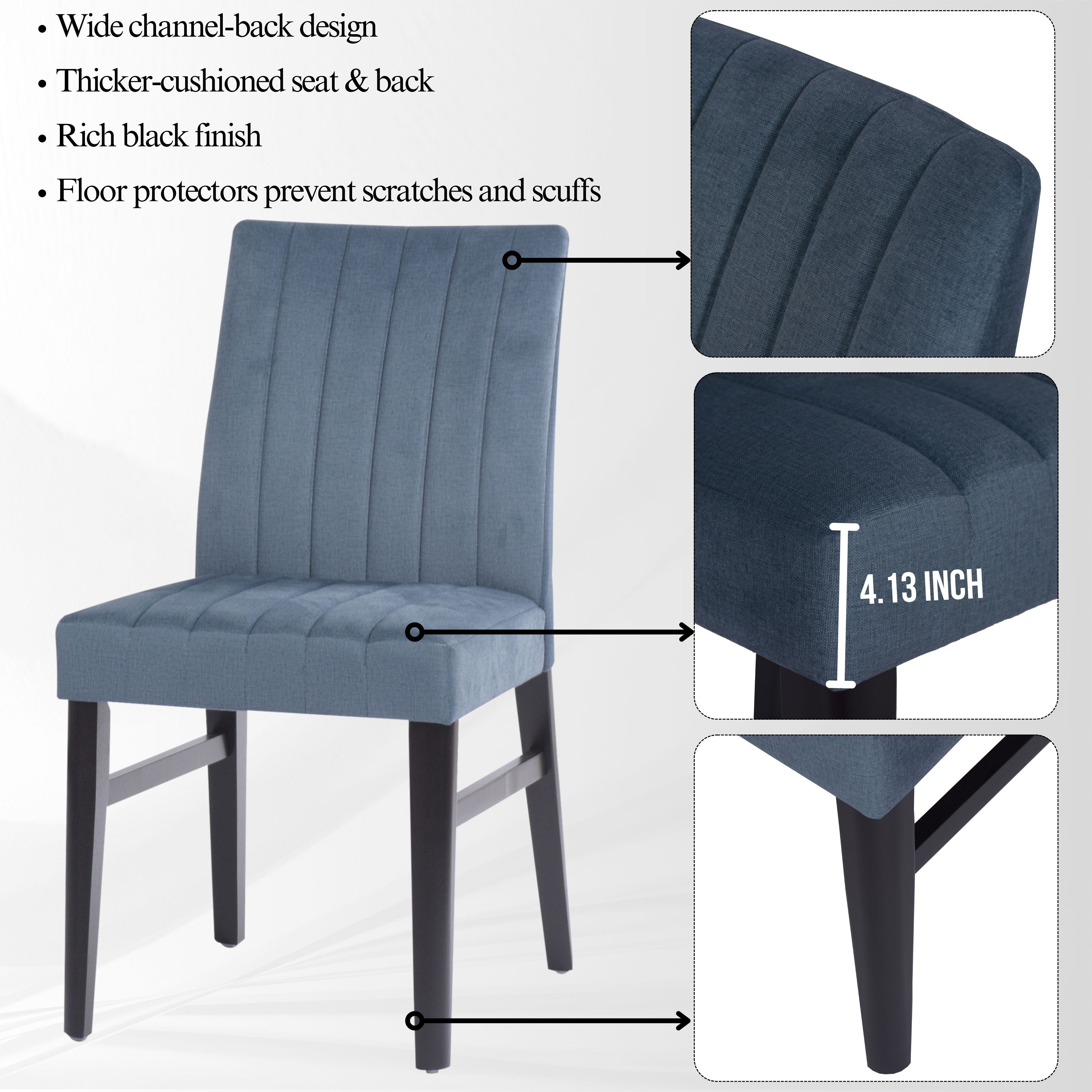 Roundhill Furniture Wendell Contemporary Upholstered Dining Chairs Set of 2 - Modern Kitchen & Dining Room Seating for Home & Restaurant Use