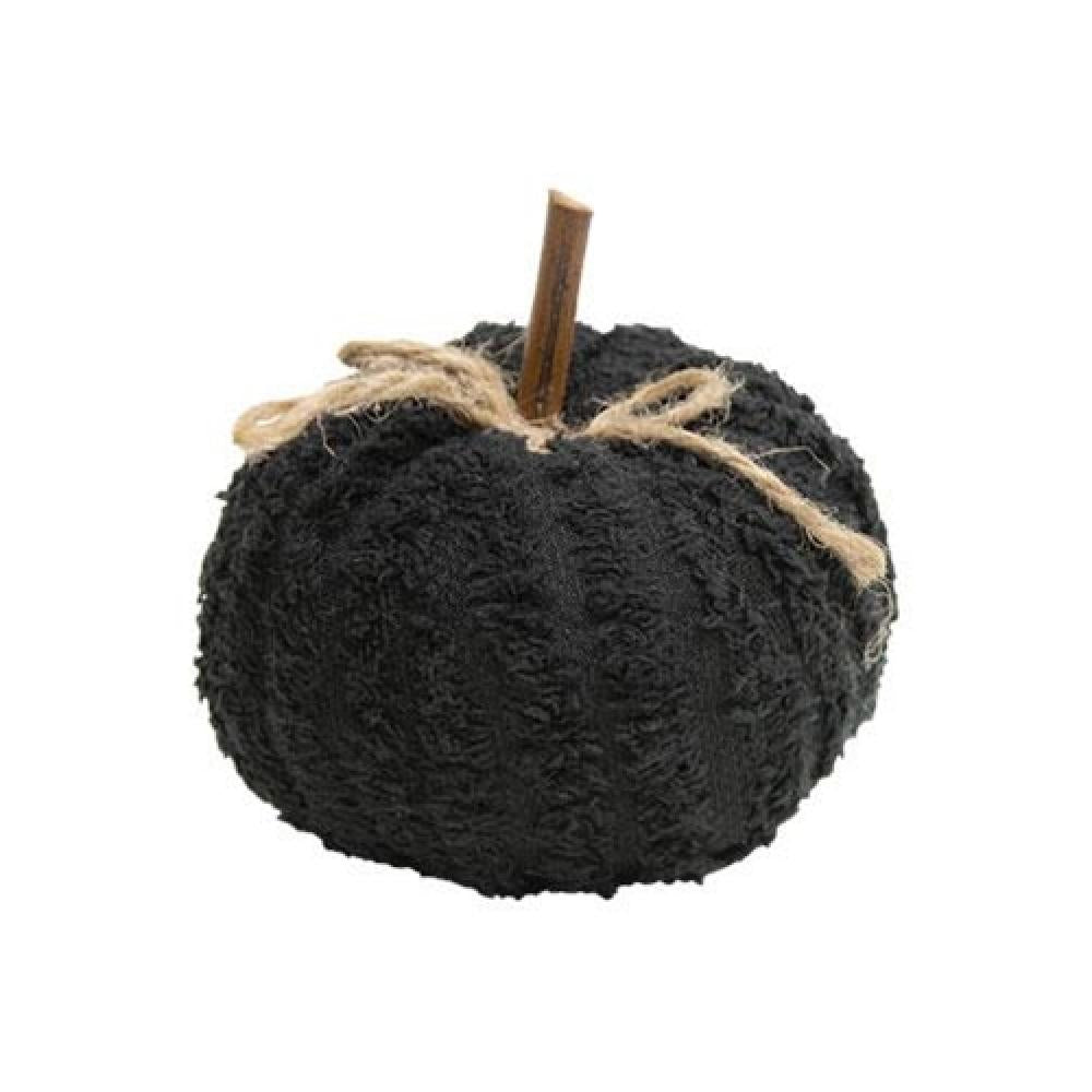 Soft Black Chenille Stuffed Pumpkin Plush Toy - Fall Decor, Halloween Gift, Cozy Home Accent for Thanksgiving, Nursery & Seasonal Display