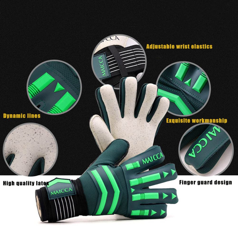 **Best Goalkeeper Gloves for Youth & Adults - Finger Protection, Non-Slip Grip, Durable Design (Green) - Perfect for Soccer Training & Matches**