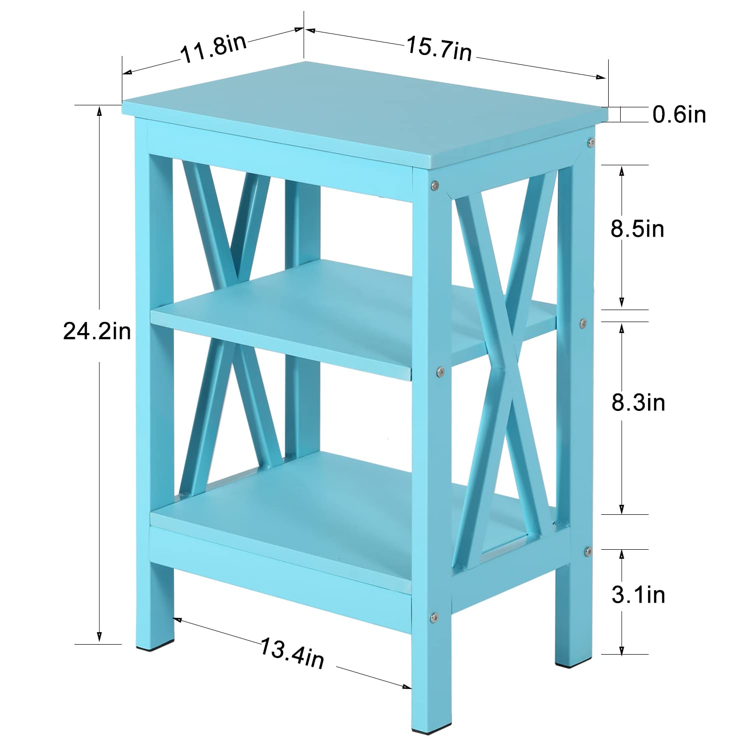 VECELO End Table with Storage Shelf - Nightstand for Living Room & Bedroom, Light Blue - Compact Side Table with Open Shelf for Books, Lamps & Decor (1 Pack) - Perfect for Small Spaces, Apartments & Dorm Rooms