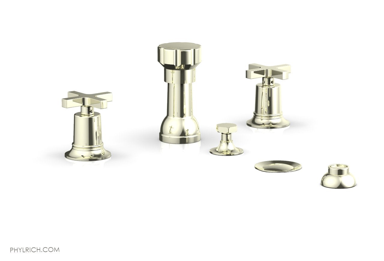 HEX MODERN 4-Hole Bidet Faucet Set with Cross Handles - Model 501 60 - Perfect for Bathroom Renovation & Modern Toilet Upgrades