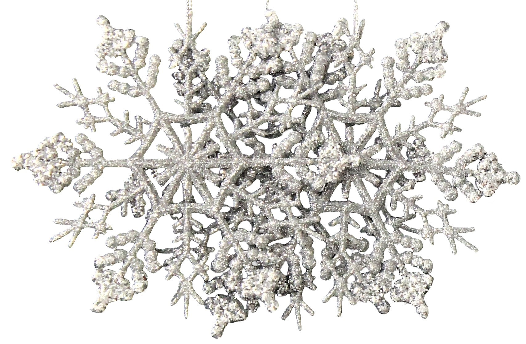 3 Pack Silver & White Glitter Snowflake Ornaments - Christmas Tree Decorations for Holiday Party, Home, Office & Festive Decor
