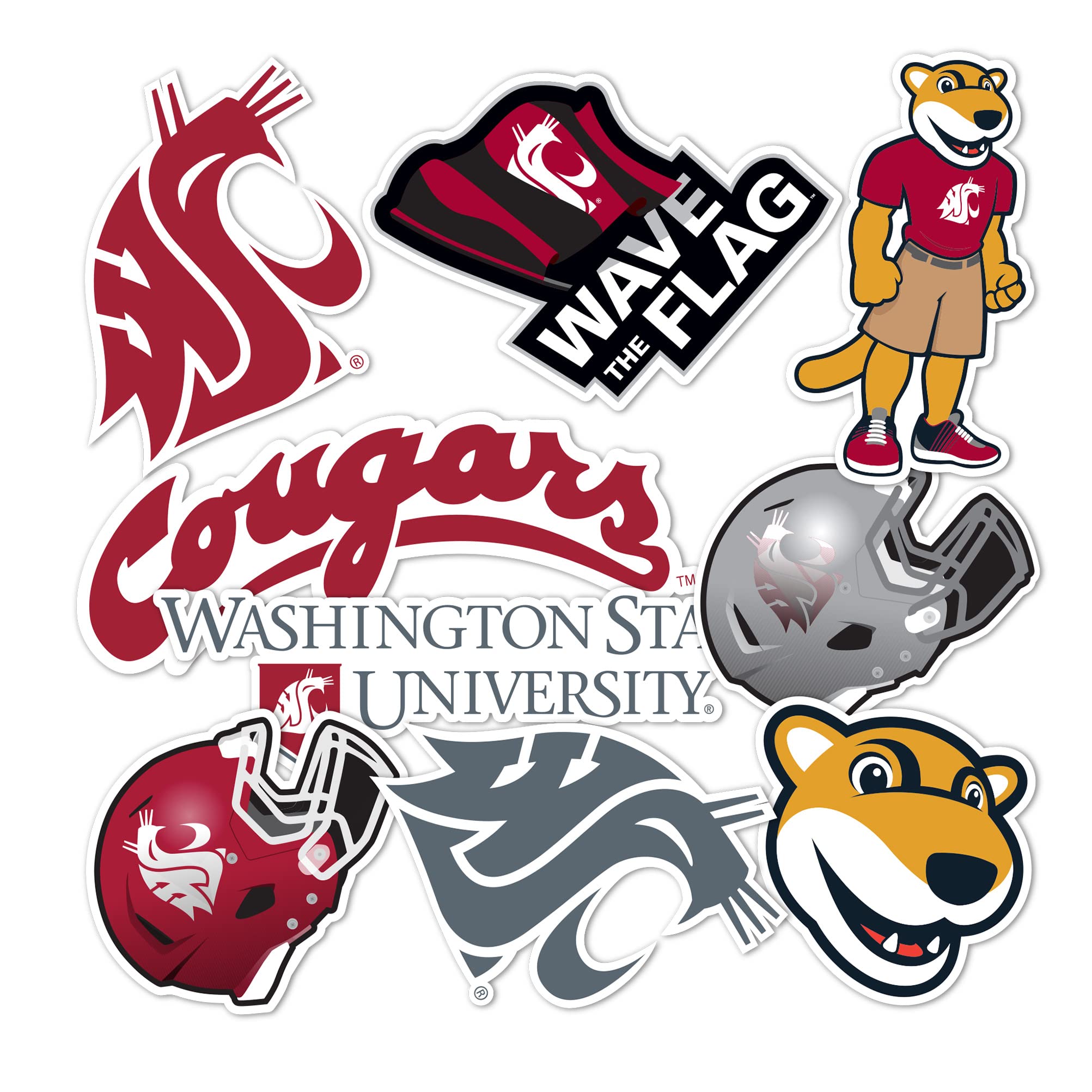 Washington State University Cougars WSU Vinyl Decals - Desert Cactus Sticker Set for Laptop, Water Bottle, Car, Scrapbook - Perfect for College Fans, Dorm Decor & School Spirit Accessories