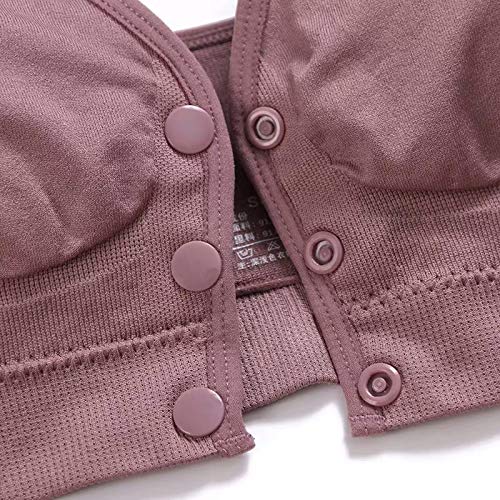 3 Pack Women's Front Close Smooth Back Sports Bras - Seamless Light Support Sleep Underwear for Yoga, Gym & Lounge - Easy On/Off Comfort Bras for Active Women