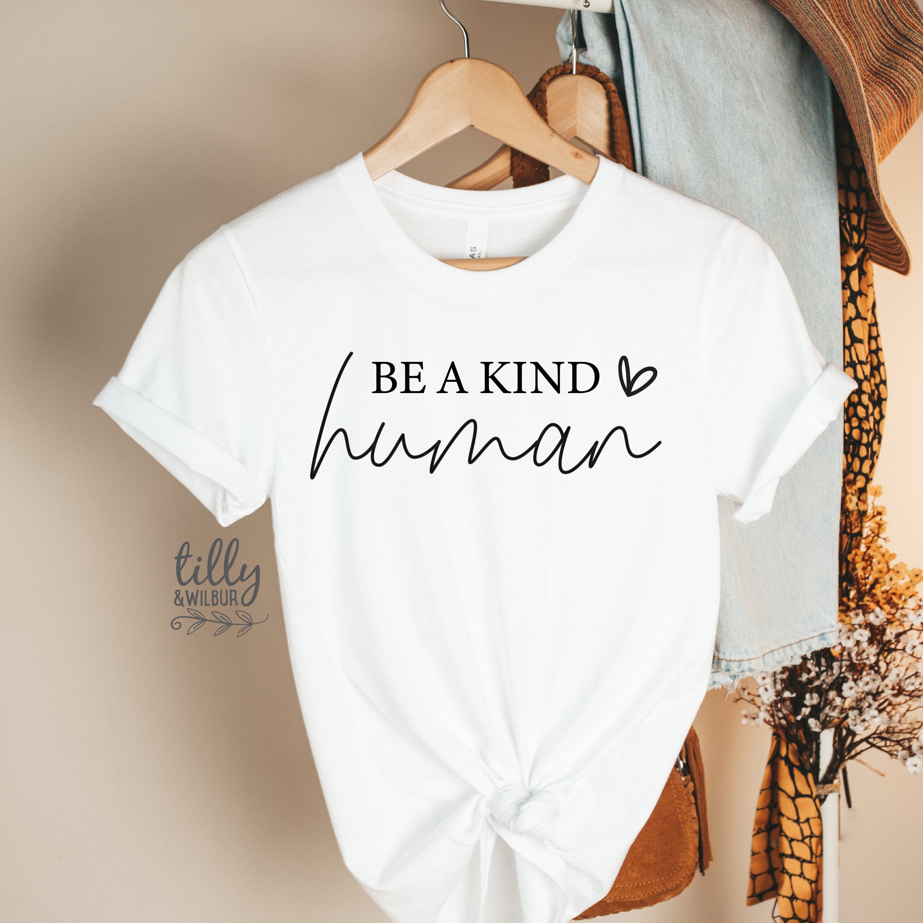 Be A Kind Human T-Shirt - Inspirational Positive Message Tee for Men & Women - Casual Wear for Everyday Outfits & Social Awareness Events