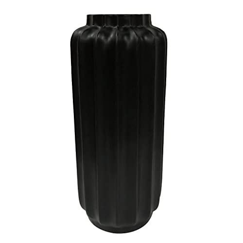 Bari Large Floor Vase - Matte Black Resin Vase for Home Decor - Perfect for Living Room, Bedroom, or Entryway