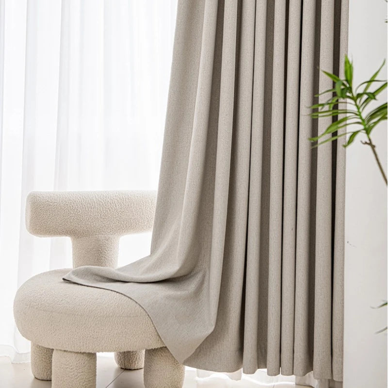 Agnes Textured Cotton Linen Blackout Curtains for Bedroom - Custom Size Thermal Insulated Drapes for Living Room & Nursery (96
