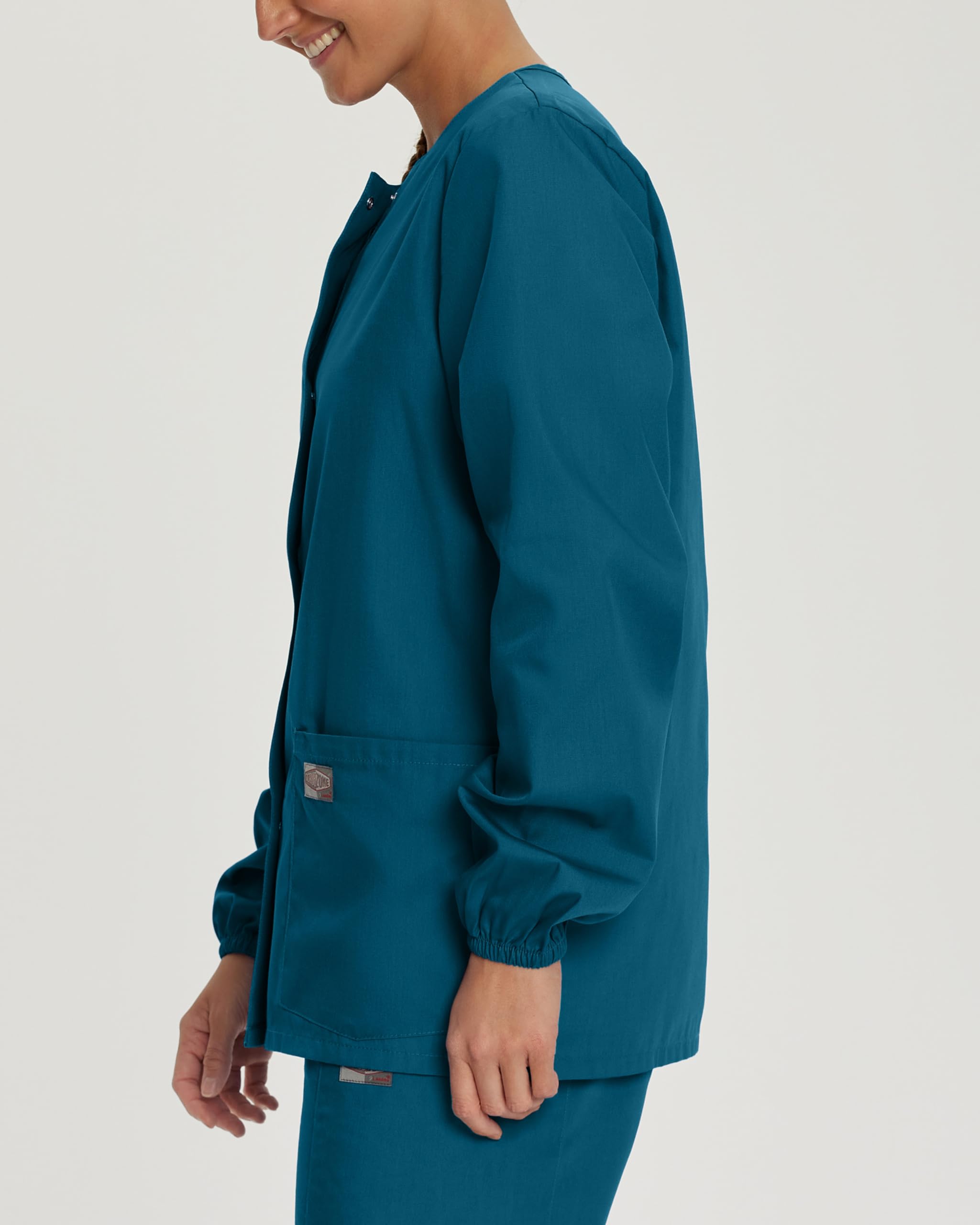 Landau Scrub Zone Relaxed Fit 2-Pocket Snap-Front Scrub Jacket for Women 75221 - Comfortable Medical Uniform for Nurses & Healthcare Professionals