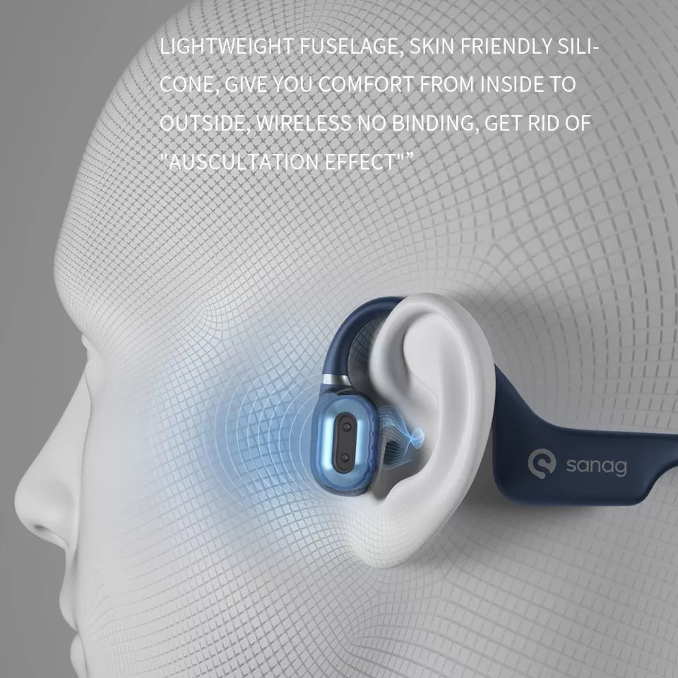 Sanag A5X Pro Open Ear Wireless Bluetooth Sports Headphones - Air Conduction Technology for Running, Cycling & Gym Workouts - Sweatproof & Lightweight Design