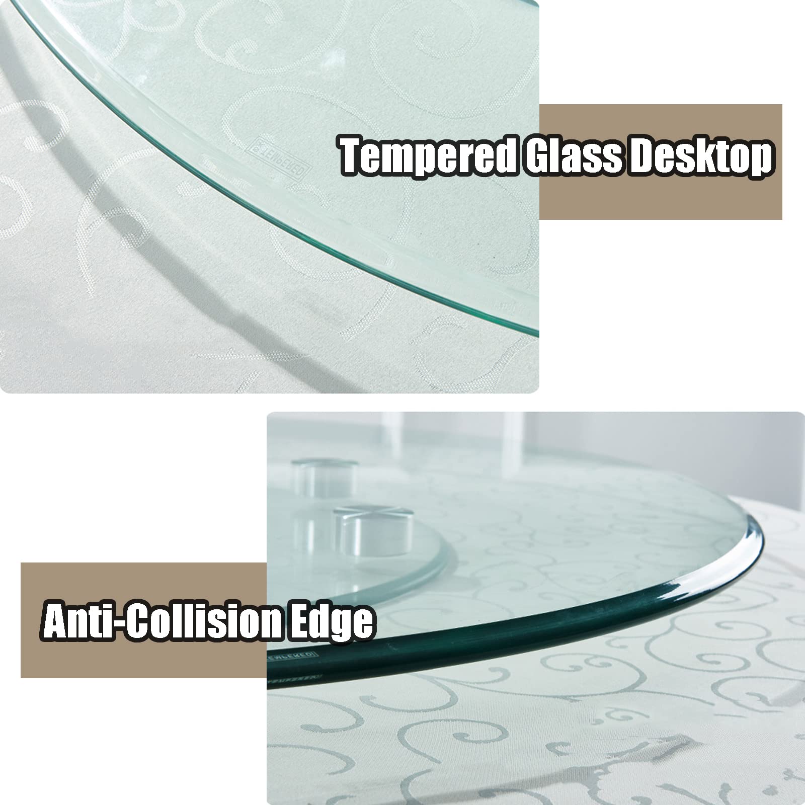 Large 40-Inch Glass Lazy Susan Turntable with Swivel Assist System - Round Rotating Serving Tray for Kitchen, Dining Table, Parties & Weddings - Perfect for Buffets, Entertaining Guests & Organizing Spices