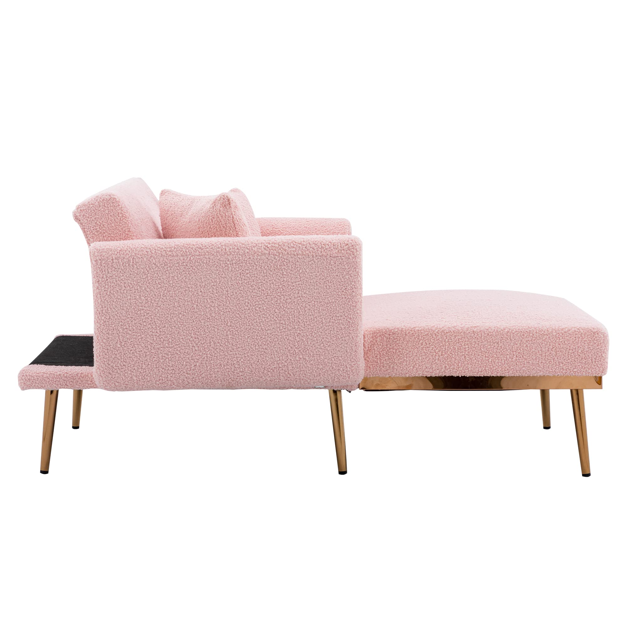 3-in-1 Convertible Chaise Lounge Chair with Ottoman - Modern Recliner Sleeper & Reading Accent Chair for Living Room, Home Office & Study - Includes 2 Comfort Pillows (Pink Teddy Fabric) - Perfect for Relaxing, Napping & Entertaining Guests