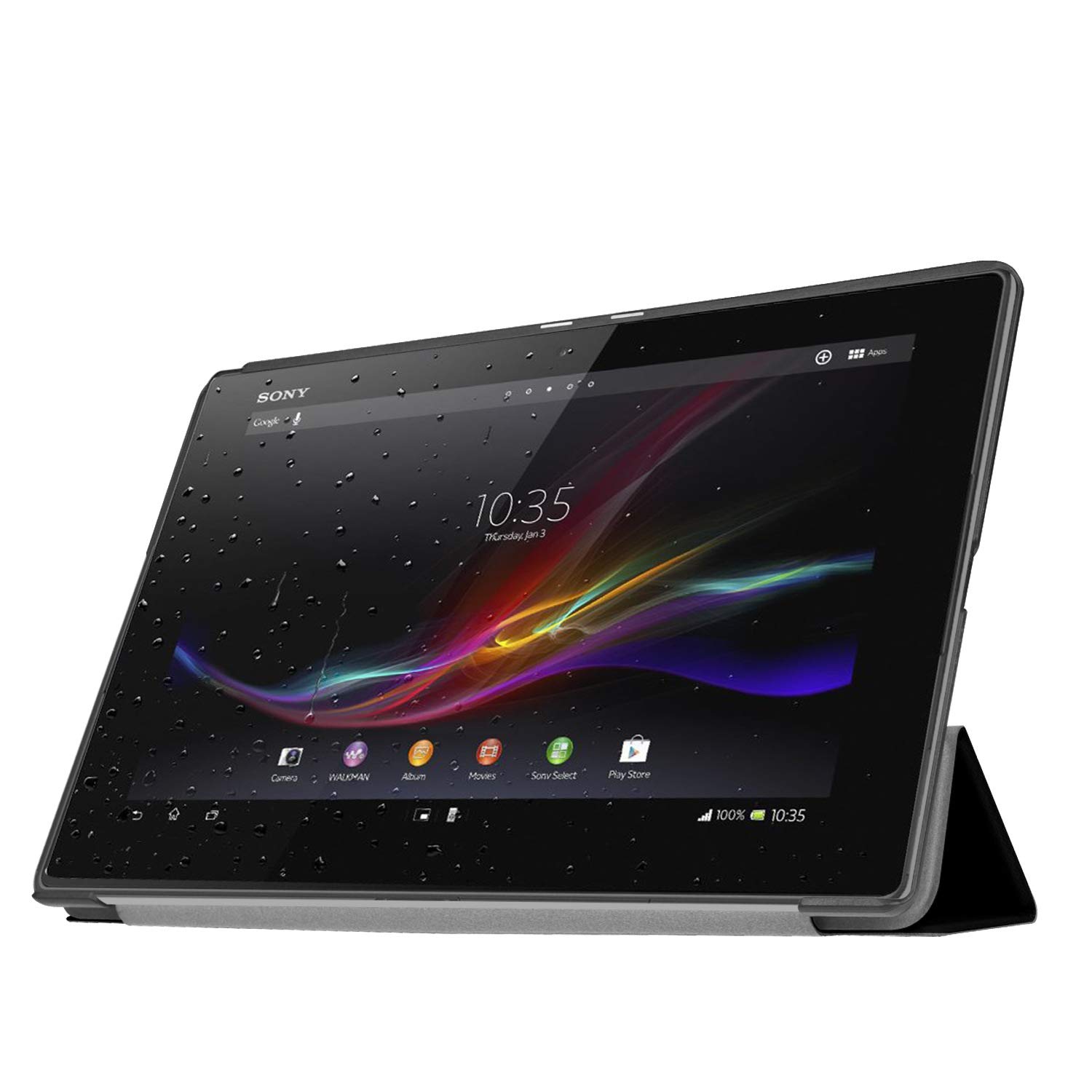 Sony Xperia Z4 Tablet Case - Full Body Protection Flip Leather Cover with Bumper, Tablet Holder & Shell Protector (Black) - Perfect for Work, Travel & Daily Use