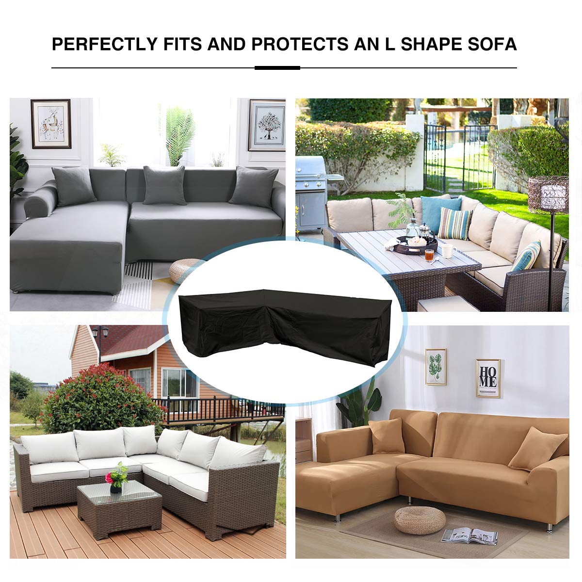 J&C Premium Waterproof Outdoor Sectional Sofa Cover - 78x105 Inches, L-Shaped Patio Furniture Protector for Garden, Deck & Backyard - Weatherproof & UV Resistant for All Seasons (Perfect for Rain, Snow & Sun Protection)