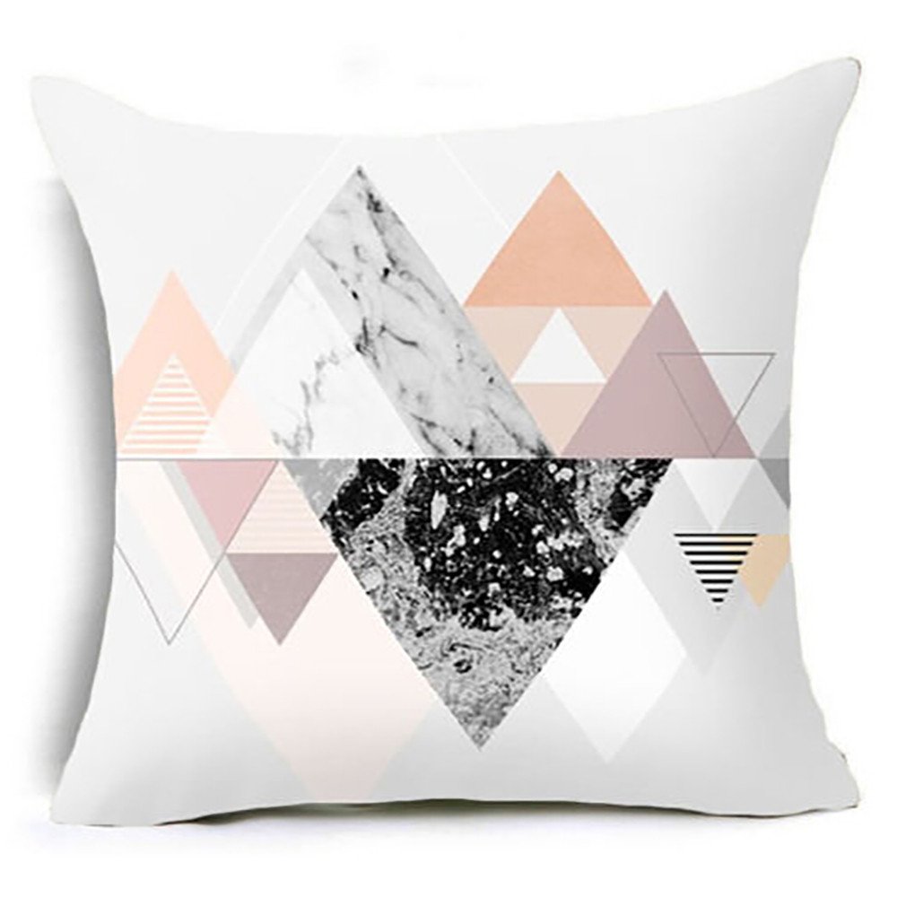 Geometric Pillow Cover - Waist Cushion Case for Sofa, Bed, Chair & Car - Multicolor Home Decor for Living Room, Office & Travel Comfort