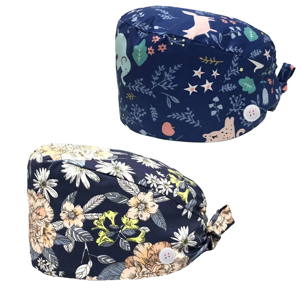 Poetele 2-Pack Adjustable Working Caps with Button Sweatband - Unisex Tie-Back Hats for Men & Women - Perfect for Construction, Gardening, and Outdoor Activities