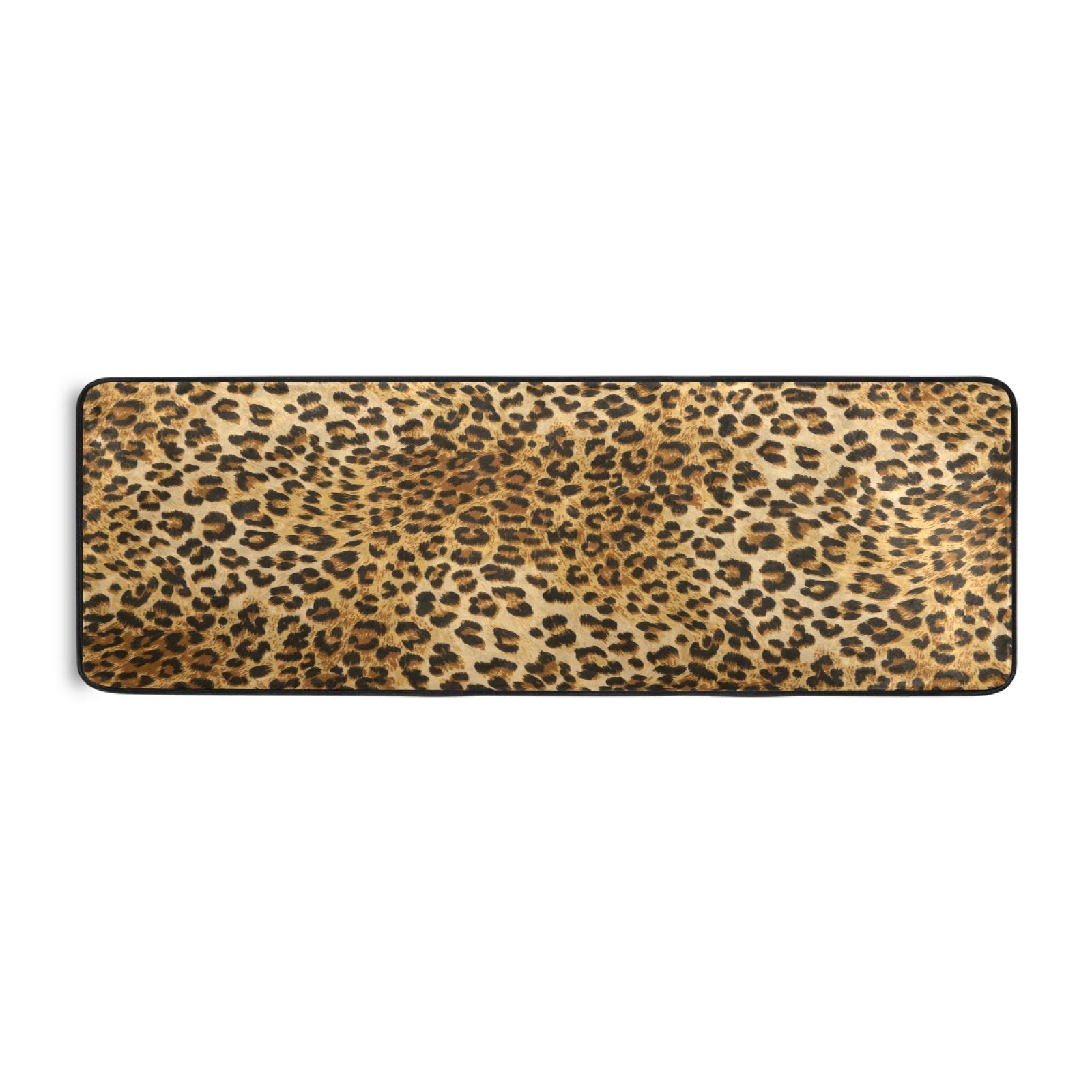Leopard Print Non-Slip Runner Rug 2'x6' - Skin Texture Area Carpet for Hallway, Living Room, Bedroom, Bathroom & Entryway | Indoor Home Decor for Modern & Cozy Spaces